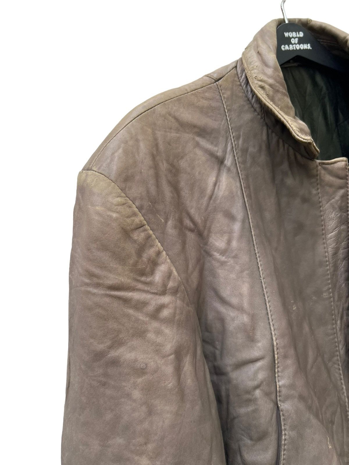 Leather Vintage Trashed Oliver Strelli Leather Jacket Size US XL / EU 56 / 4 - 12 Thumbnail