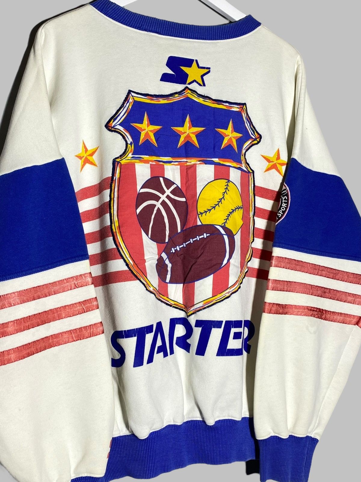 Starter × Vintage Vintage 80s 90s Starter All American Oversized Sweatshirt Size US XL / EU 56 / 4 - 6 Thumbnail