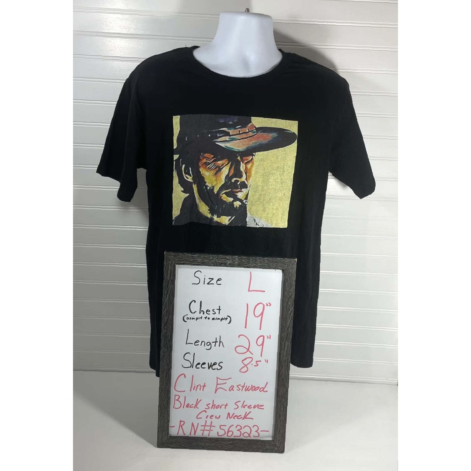 Vintage Clint Eastwood T Shirt Large Black Crew Neck Short Sleeve Men 100 Cotton Size US L / EU 52-54 / 3 - 5 Thumbnail