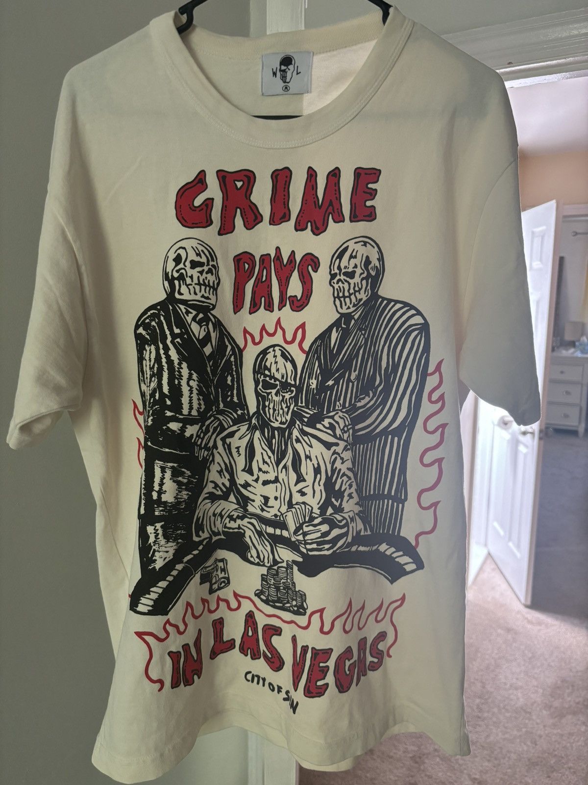 Warren Lotas deals Crime Pays ‘White’ T-Shirt