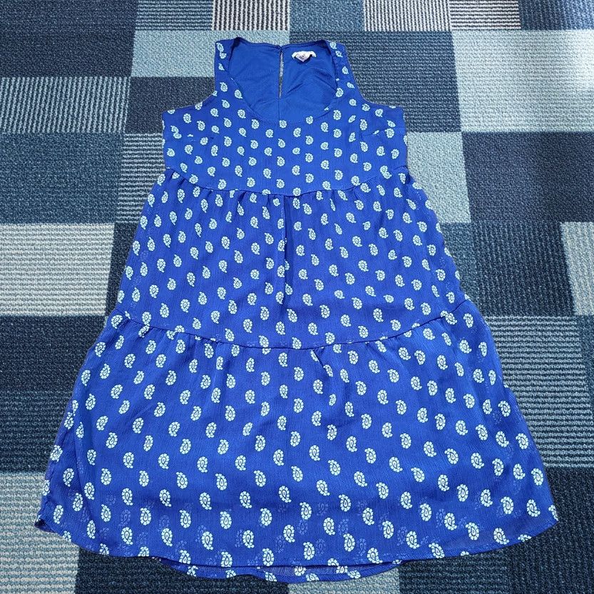 Old Navy Old Navy Dress Womens XS Blue Mini Sundress Paisley Tiered Round Neck Sleeveless Size XS / US 0-2 / IT 36-38 - 1 Thumbnail