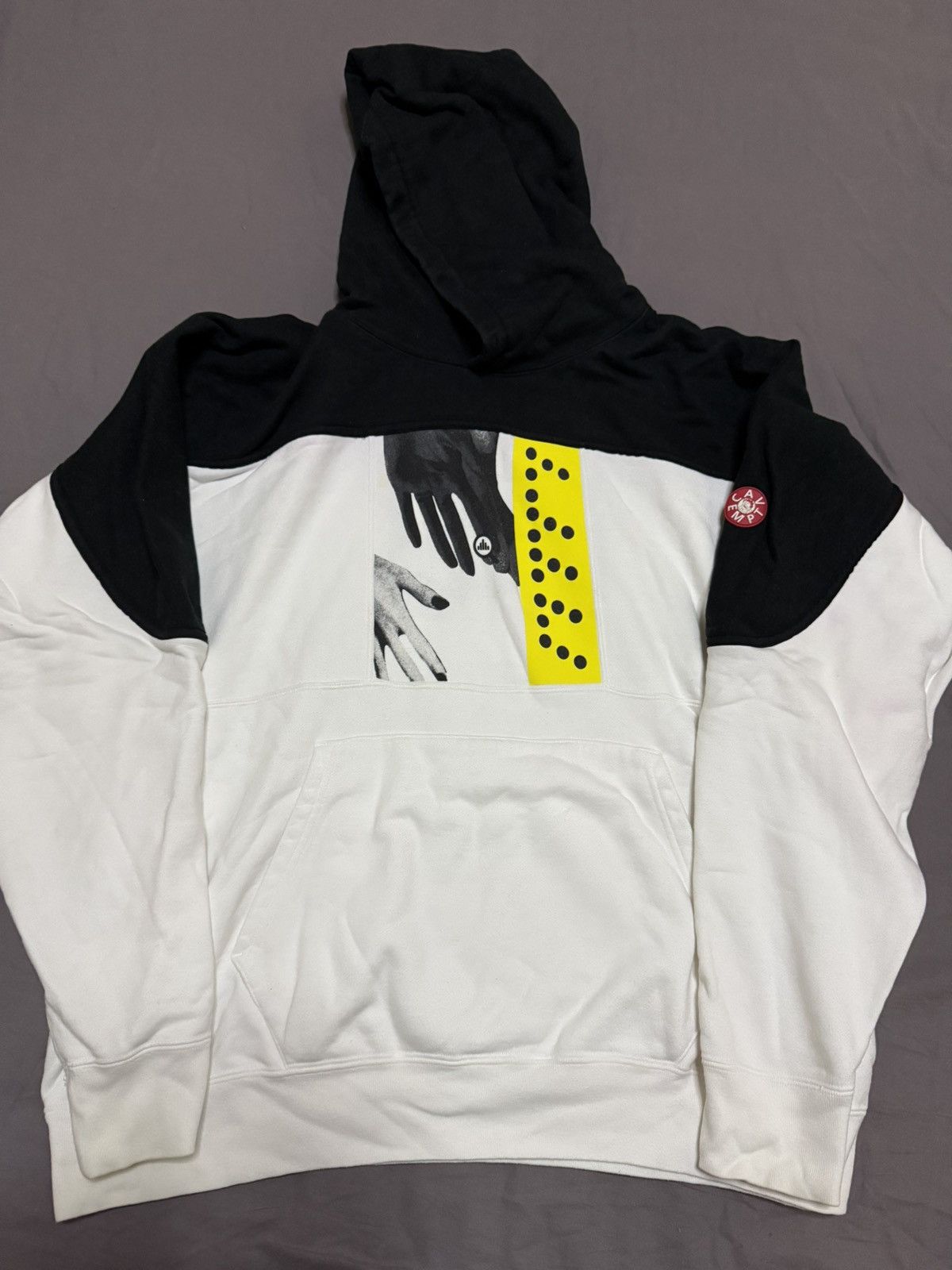cav empt black white hands hoodie hood