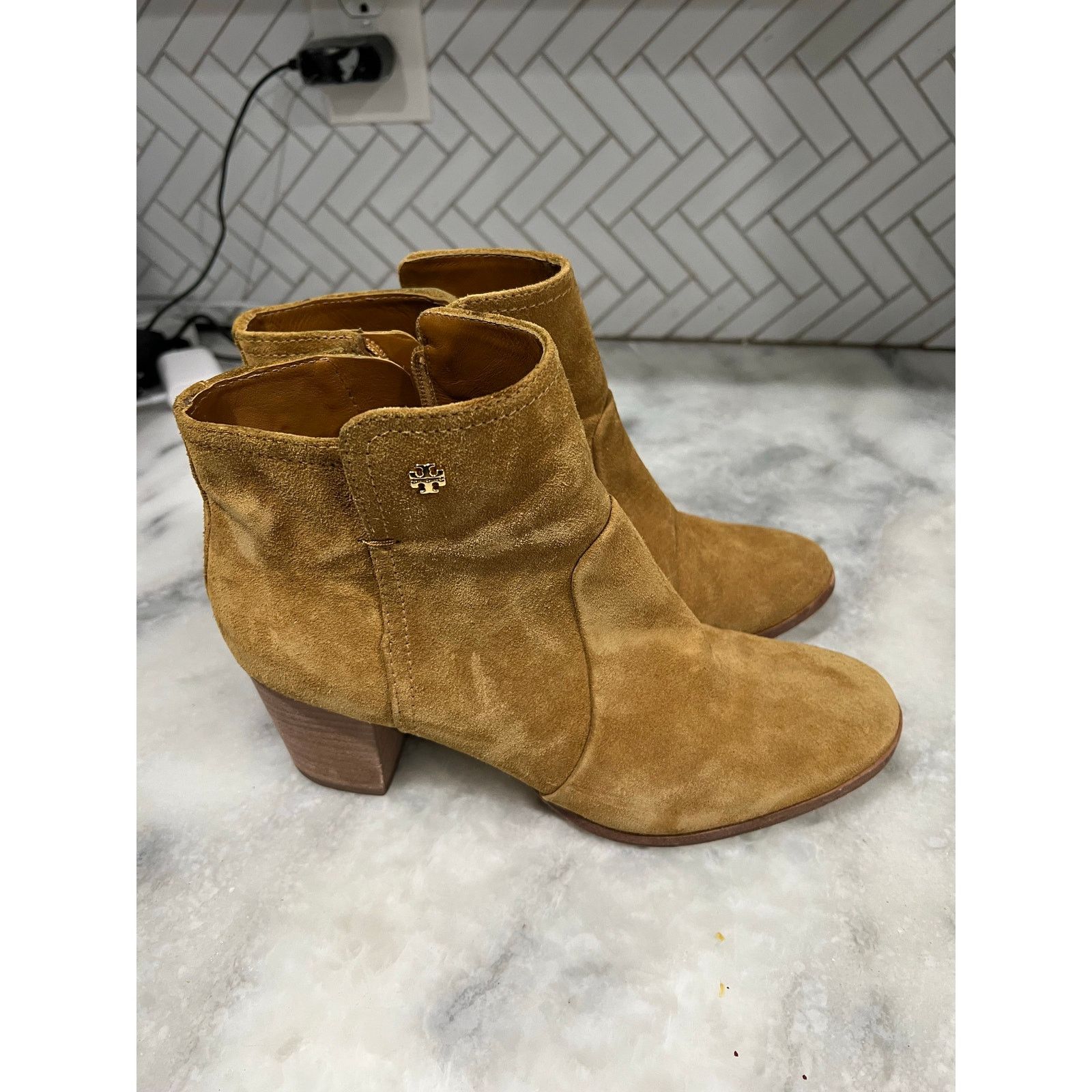 Tory Burch Tory Burch Women’s Suede Ankle Boots Tan Leather Size US 9 / IT 39 - 7 Thumbnail