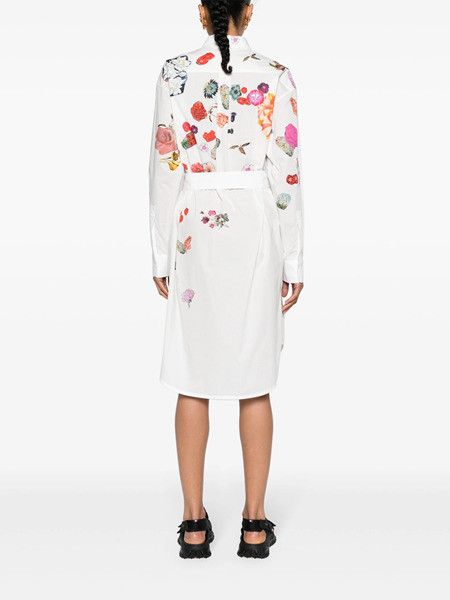 Marni oc11z0525 Shirt Dress With Floral Print in White Size L / US 10 / IT 46 - 4 Thumbnail
