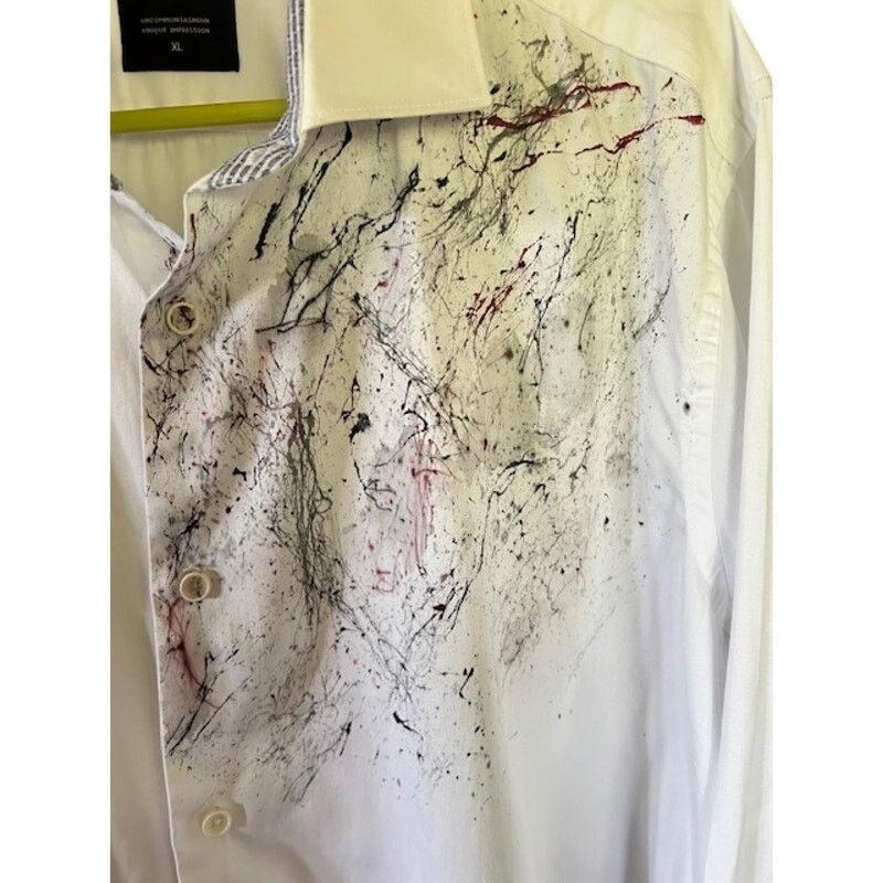 Other Marcello Abstract Paint Splatter Shirt XL White Artistic Size US XL / EU 56 / 4 - 3 Thumbnail