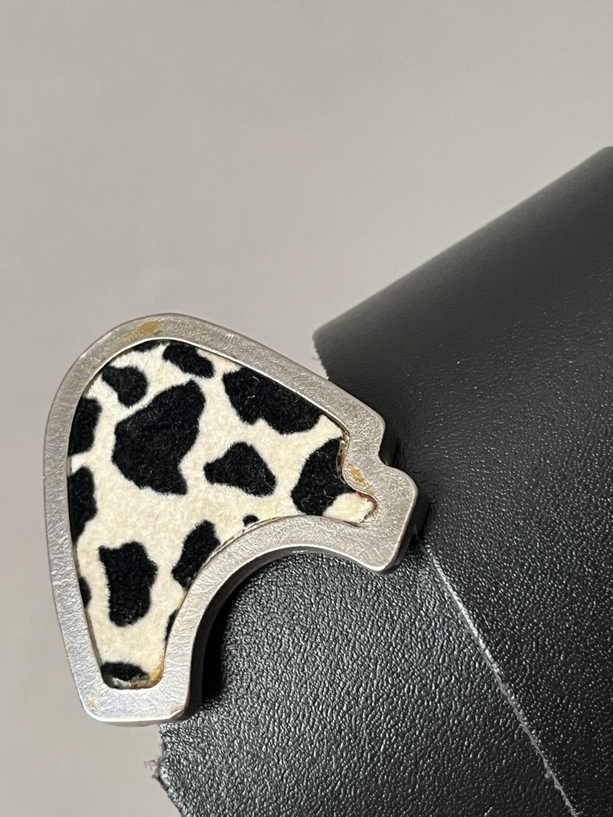 Cowboy Equipment × Vintage Cow Hair Pattern Dalmatian Cowboy Avant Garde Leather Belt Size ONE SIZE - 5 Thumbnail