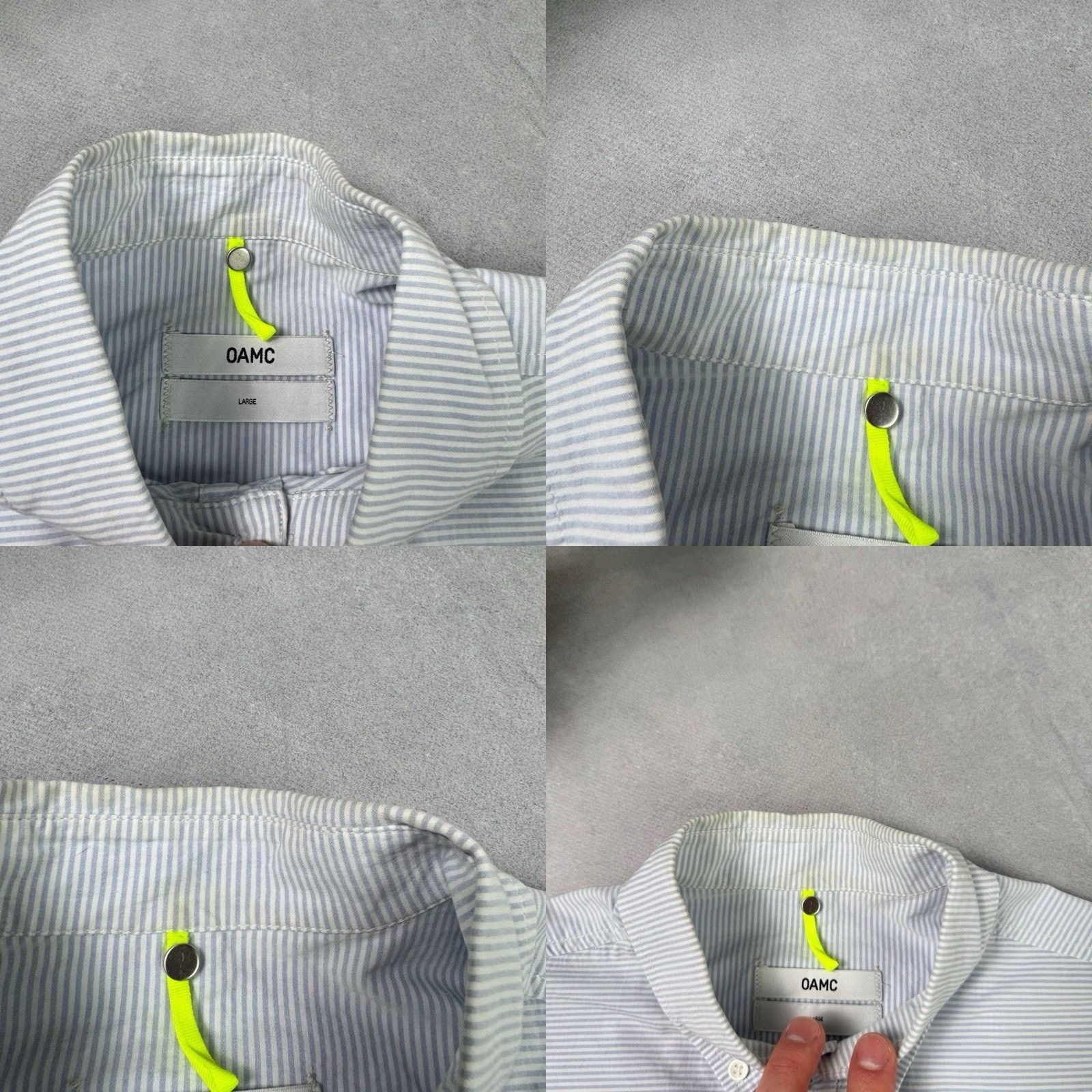 OAMC OAMC LS FRAME SHIRT Lo Blue/White Stripe/Flo Yellow Rigid Size US L / EU 52-54 / 3 - 19 Thumbnail