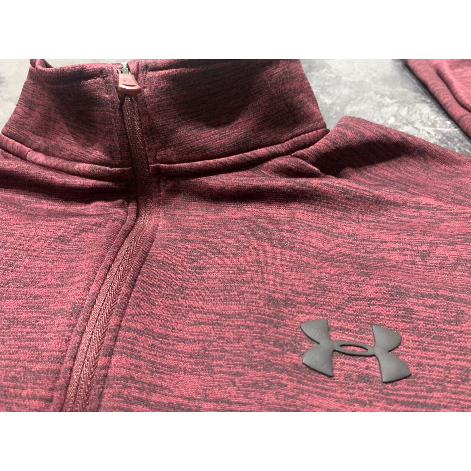Under Armour Under Armour Sweater Mens M Maroon Heathered 1/4 Zip Pullover Casual Mock Neck Golf Size US M / EU 48-50 / 2 - 2 Thumbnail
