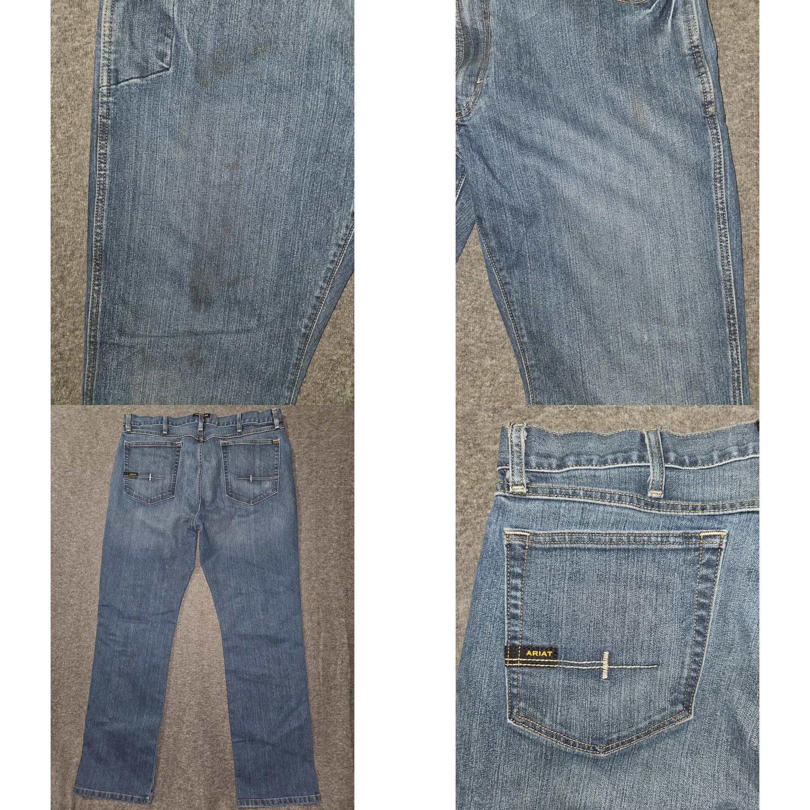 Ariat Ariat Rebar M4 Relaxed Boot Jeans Mens 38x34 Medium Blue Denim Stretch Bootcut 5-Pocket Logo Pocket Size US 38 / EU 54 - 8 Thumbnail