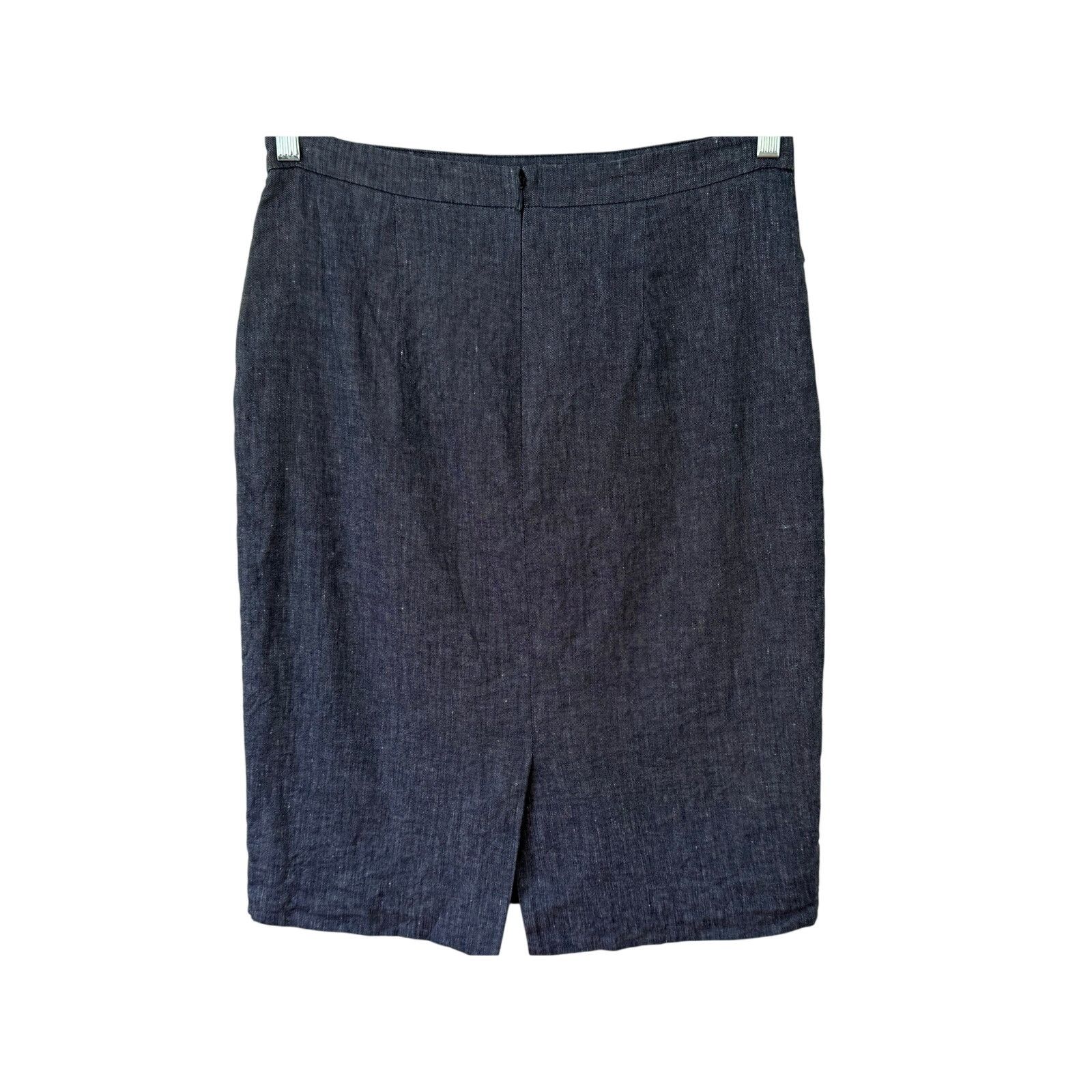 Ann Taylor Ann Taylor 8 Denim colored linen/cotton blend pencil skirt Size 30" / US 8 / IT 44 - 2 Thumbnail