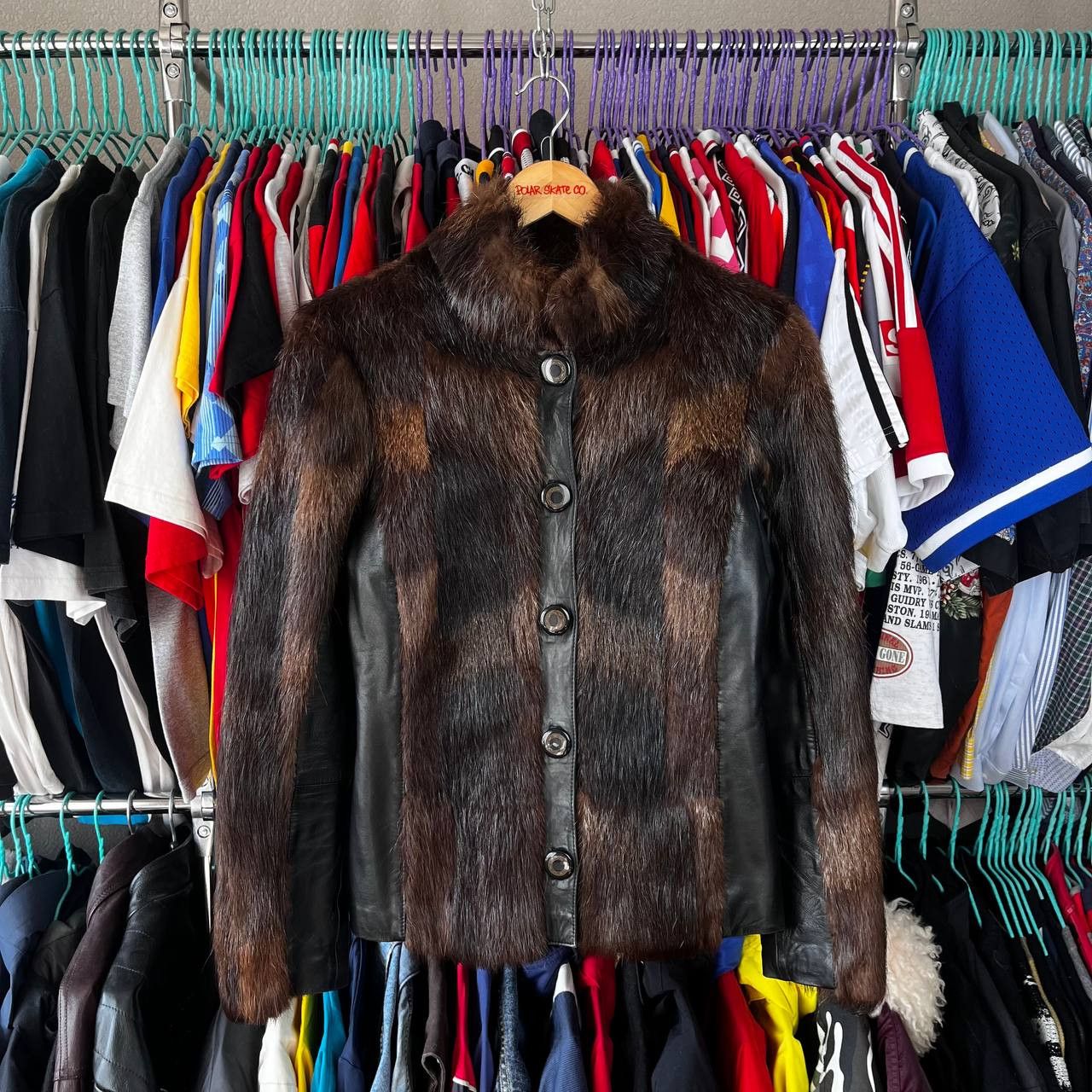 Vintage Vintage Womens Leather Fur Black/Brown Jacket Y2K Size M / US 6-8 / IT 42-44 - 1 Thumbnail