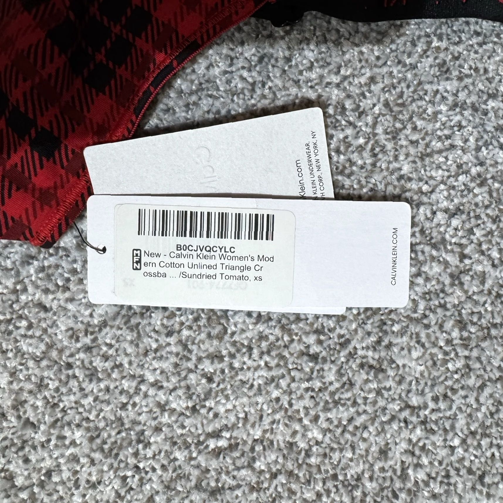 Calvin Klein Calvin Klein Bralette XS Women Triangle Crossback Plaid Preppy Minimalist Streetwear Red Wireless Logo Brand【200 chars max】 Size ONE SIZE - 5 Thumbnail