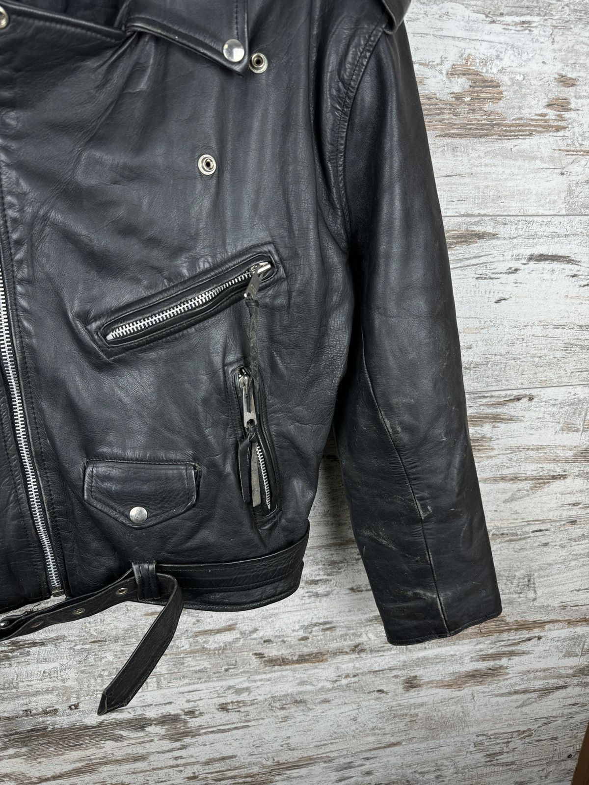 Leather Mens Vintage Leather jacket bombers biker 90s rare y2k Size US S / EU 44-46 / 1 - 4 Thumbnail