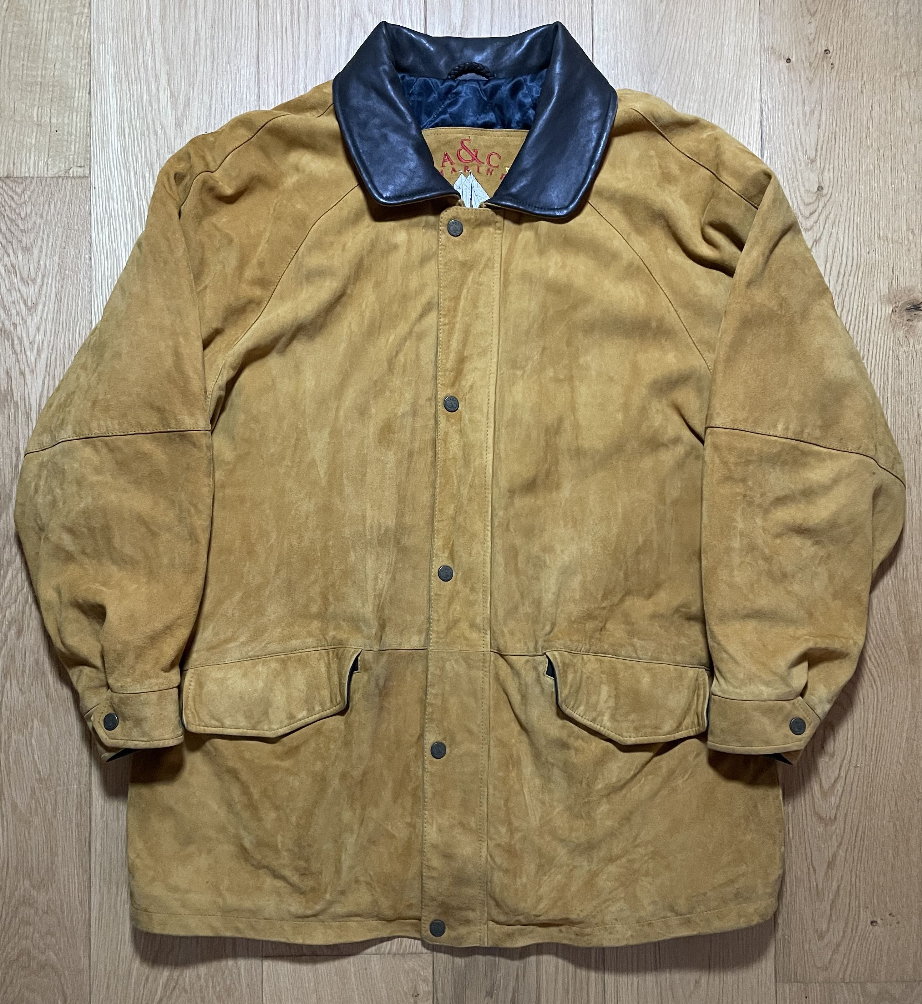 Vintage Vintage Brown Suede Leather Jacket w/ Leather Collar Size US XXL / EU 58 / 5 - 1 Thumbnail