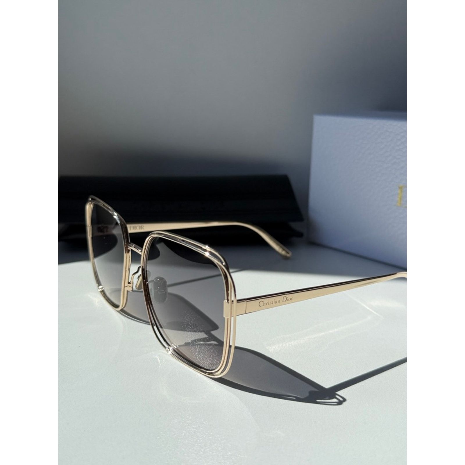 Dior NEW Dior FilDior S1U Square Sunglasses in Gold Grey Size ONE SIZE - 3 Thumbnail