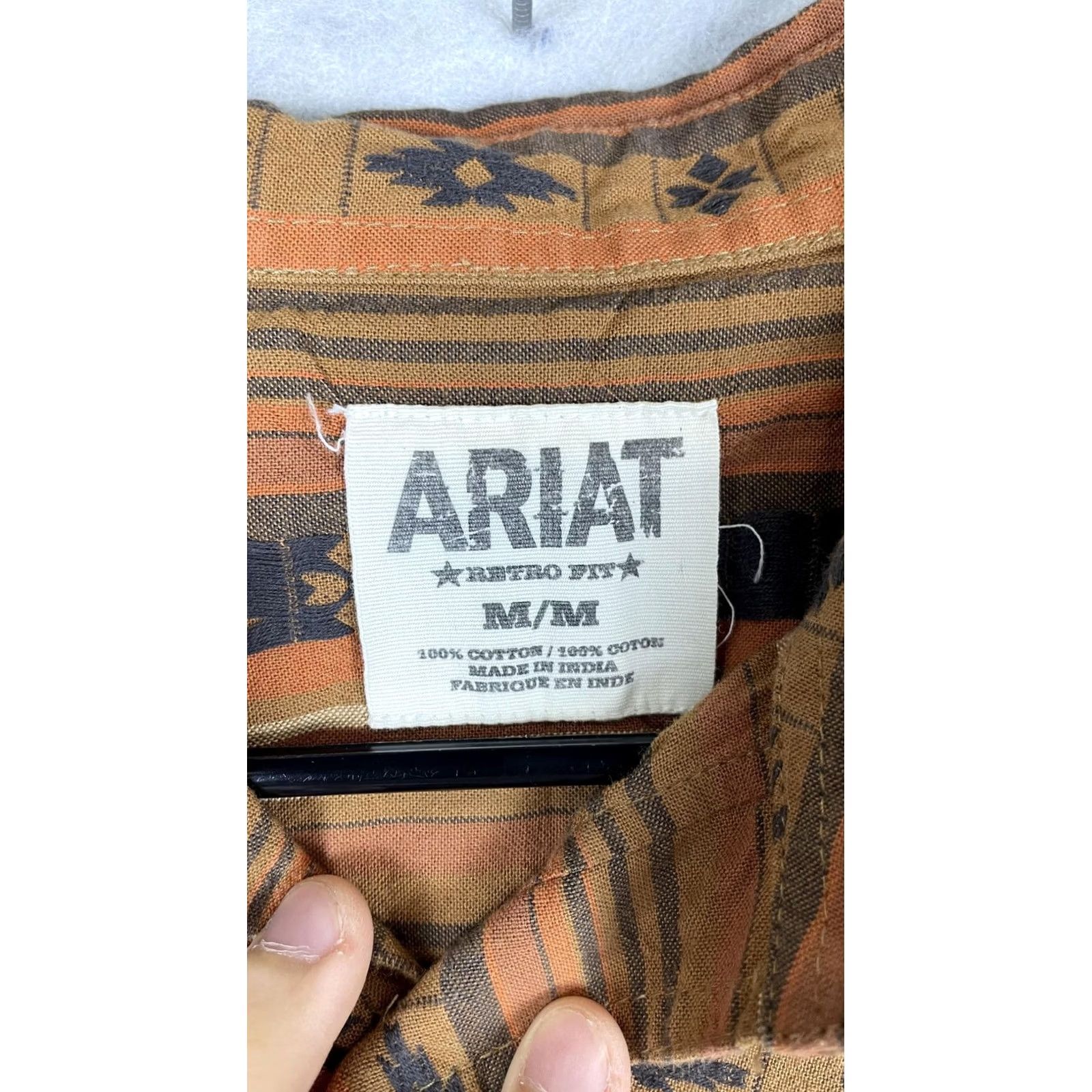 Ariat Ariat Mens Medium Brown Stripe Long Sleeve Button Front Western Retro Shirt Size US M / EU 48-50 / 2 - 3 Thumbnail