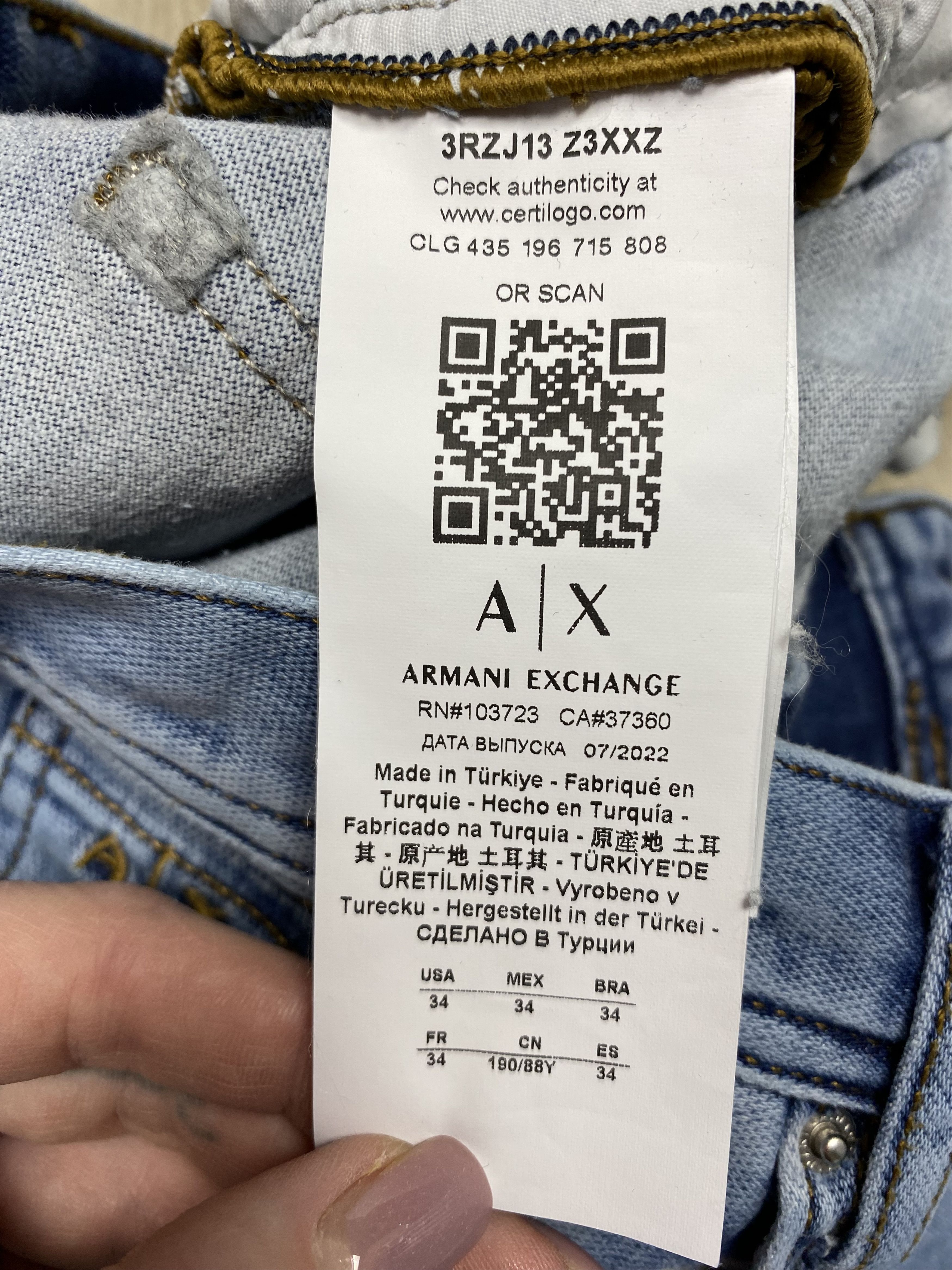 Armani Armani Exchange Mens Denim Pants Jeans Size US 34 / EU 50 - 8 Thumbnail