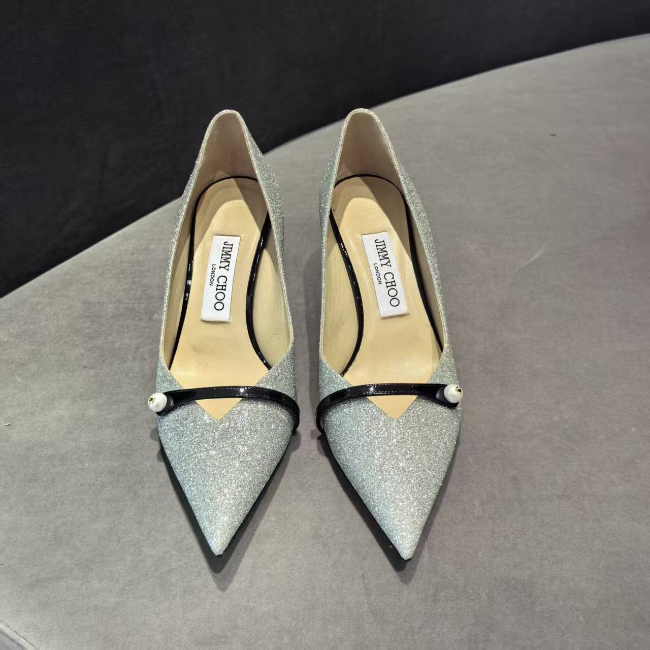 Jimmy Choo Like new Jimmy Choo LN ROSALIA 65 - Sliverblack, 37 Size US 7 / IT 37 - 2 Thumbnail