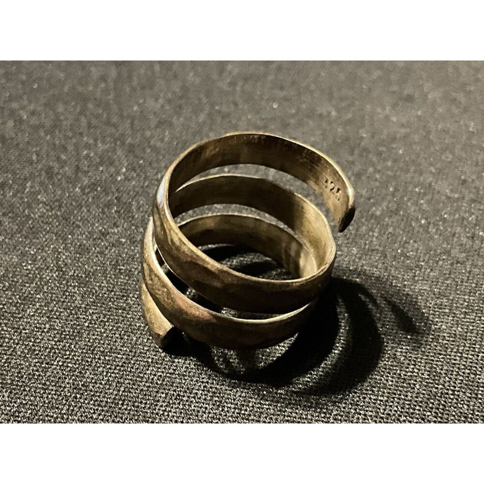Other Signed 925 Spiral Ring Size 7 Vintage With Nice Patina Size ONE SIZE - 2 Thumbnail
