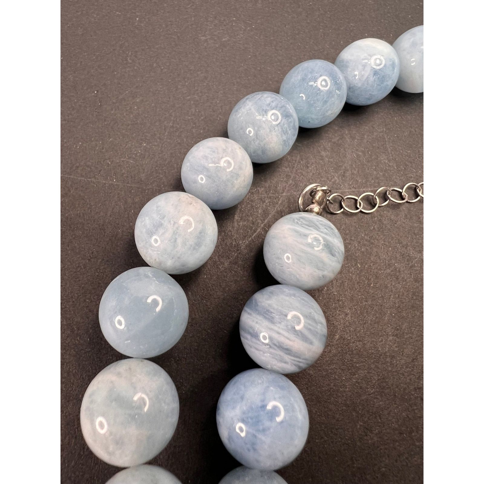 Other 11mm Aquamarine beaded necklace with sterling silver clasp Size ONE SIZE - 10 Thumbnail