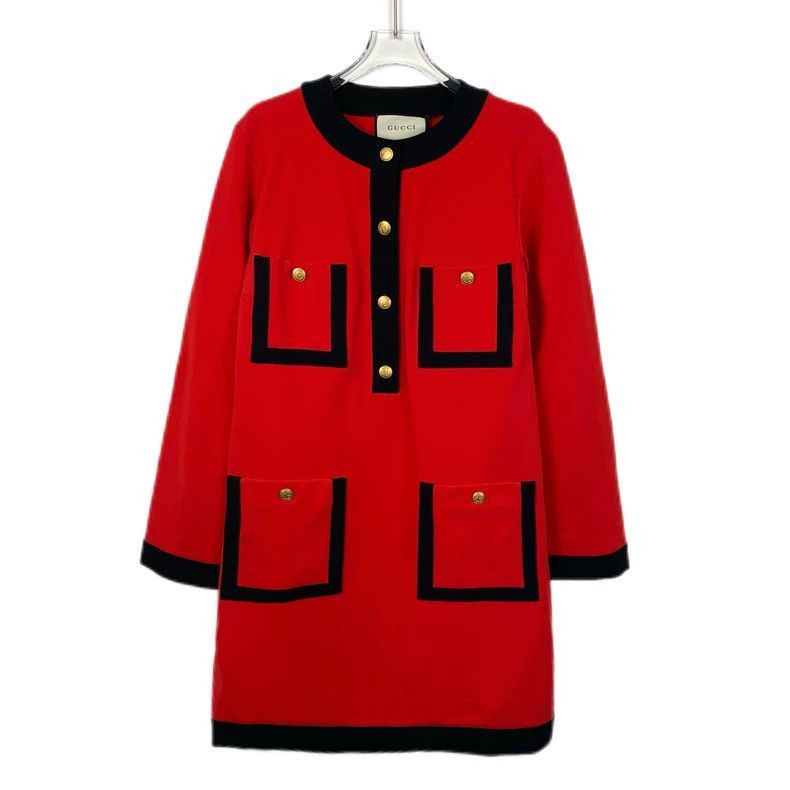 Gucci Red Long Sleeve Pocket Dress from Gucci-2506 Size 35" - 1 Thumbnail