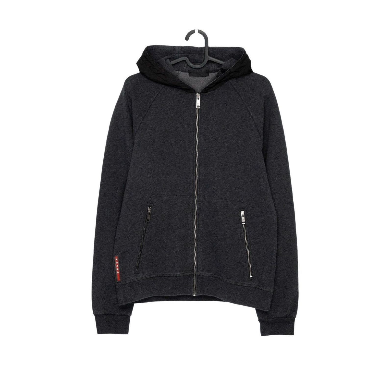 トップス Prada nylon hoodie SJC569 Prada Men's Triangle Logo Zip Hoodie Wool and Re-Nylon