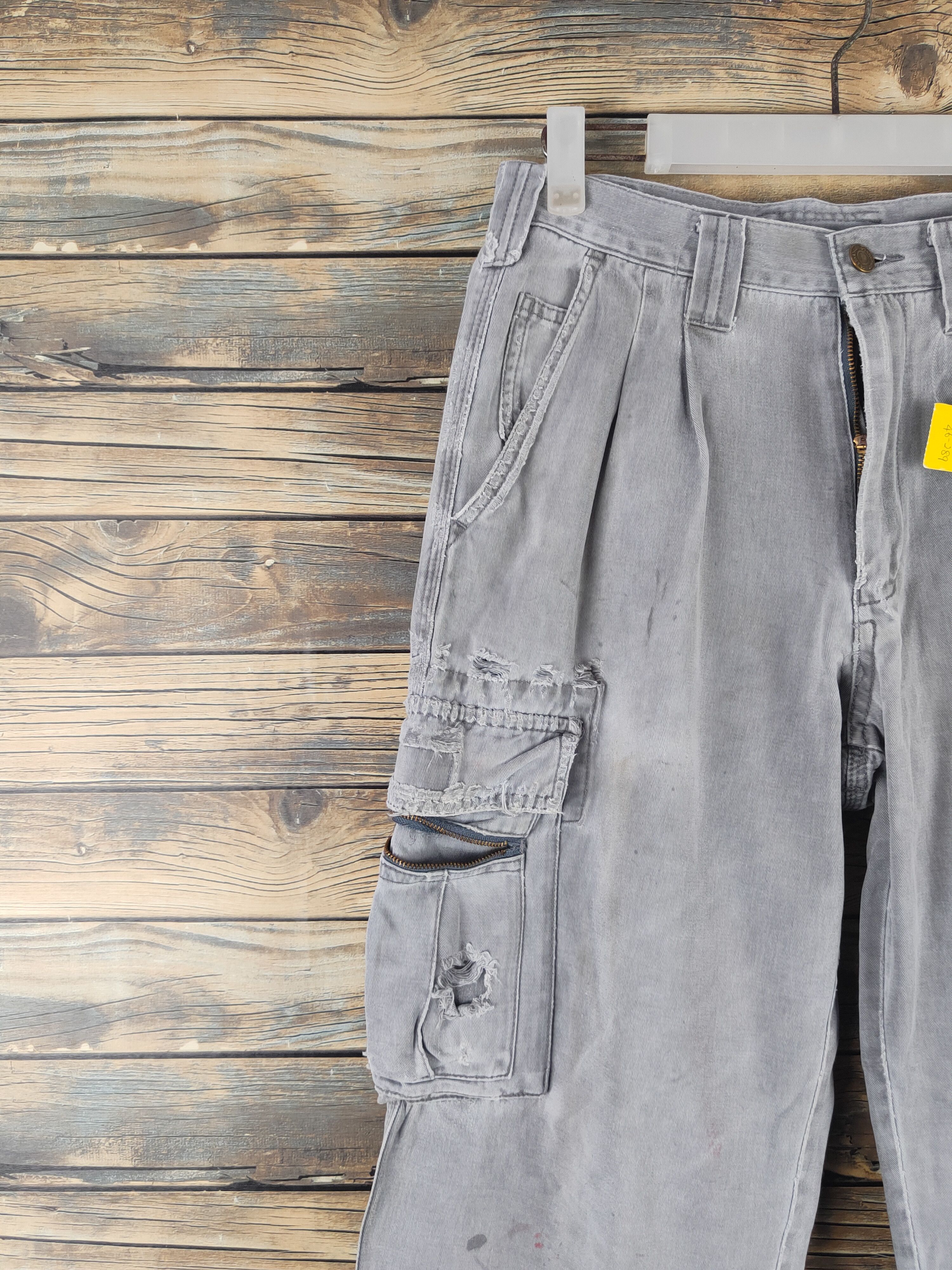 Japanese Brand DL Gran Cisco Gray Faded Multipocket Cargo Pants #46-289T Size US 27 - 3 Thumbnail