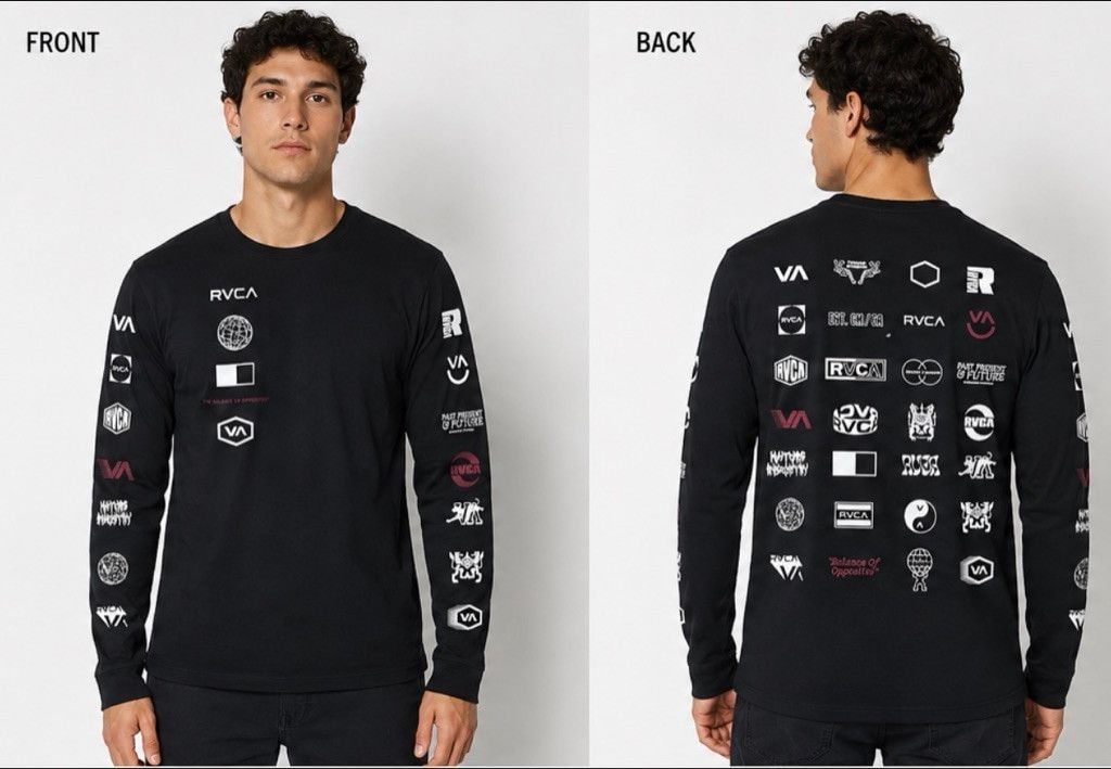 RVCA Men's RVCA Long Sleeve Tee M Black White Graphic Size US M / EU 48-50 / 2 - 1 Thumbnail