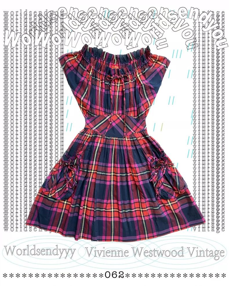 Vivienne Westwood Vivienne Westwood Red plaid dress with crimped pleated col Size S / US 4 / IT 40 - 1 Thumbnail