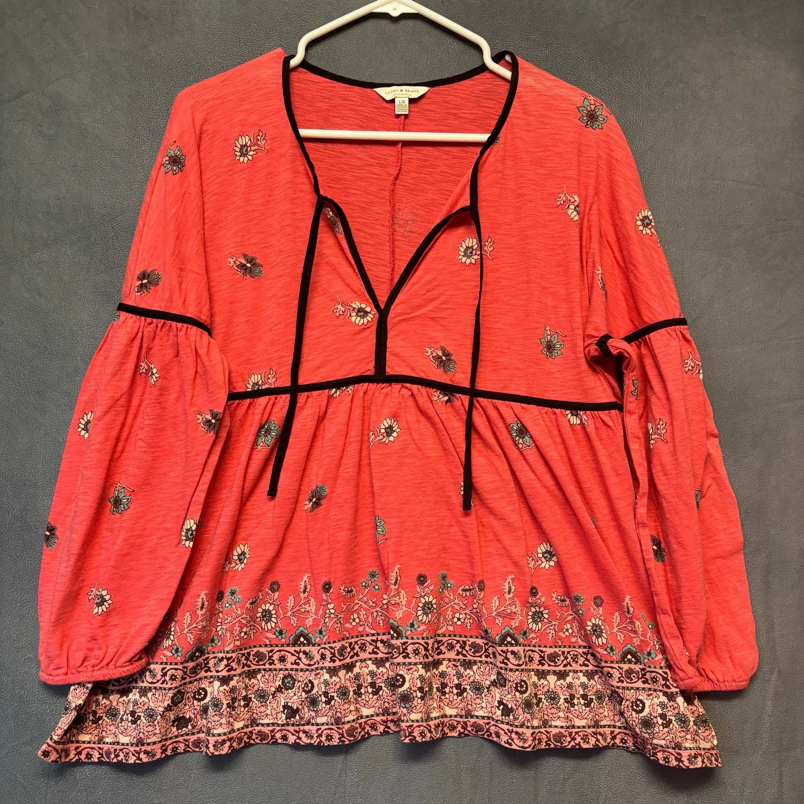 Lucky Brand Lucky Brand Babydoll Blouse Boho Hippy Peasant Cottage Fairy Size L / US 10 / IT 46 - 1 Thumbnail