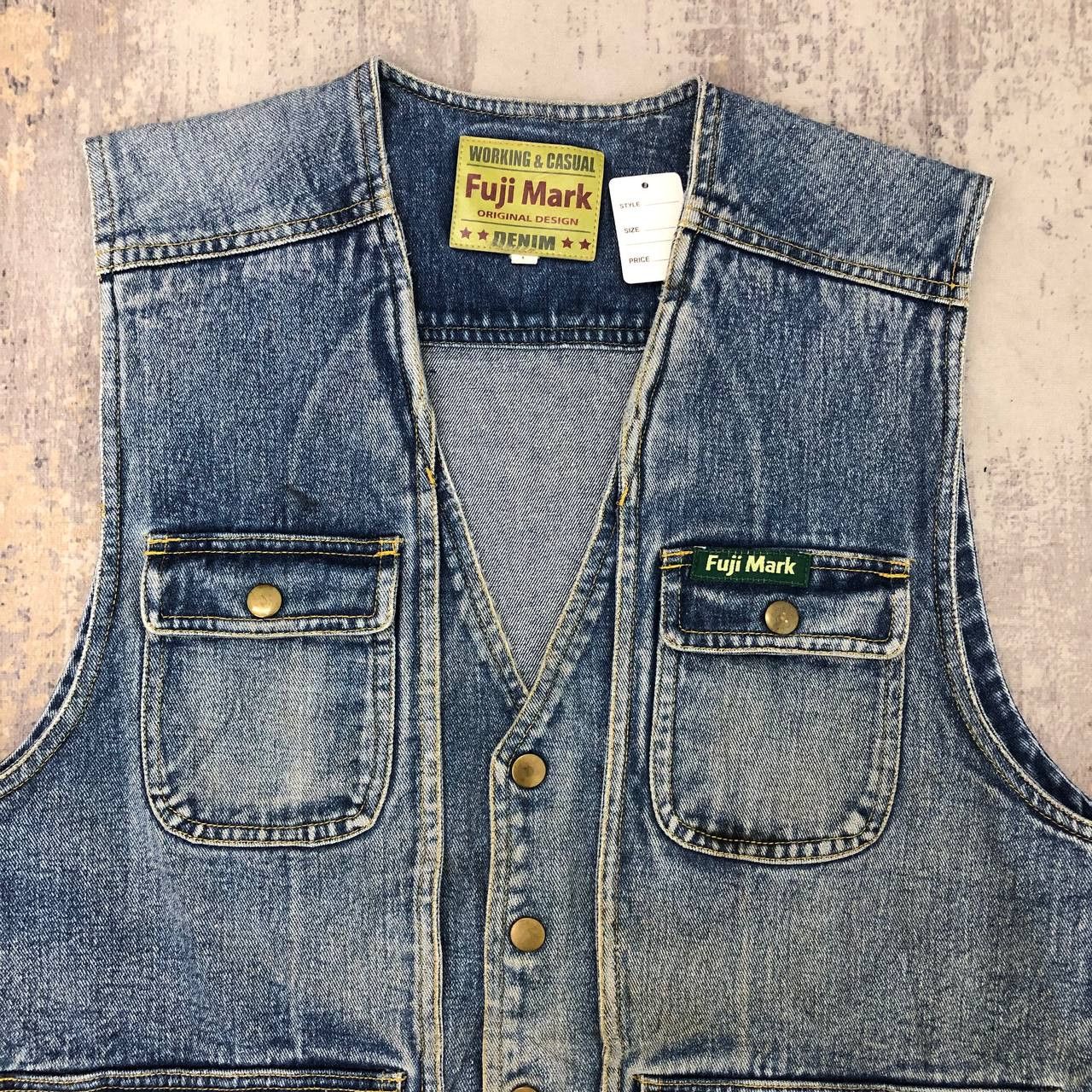 Japanese Brand × Vintage Y548 VTG DISTRESSED FUJI MARK DENIM VESTS Size US M / EU 48-50 / 2 - 4 Thumbnail