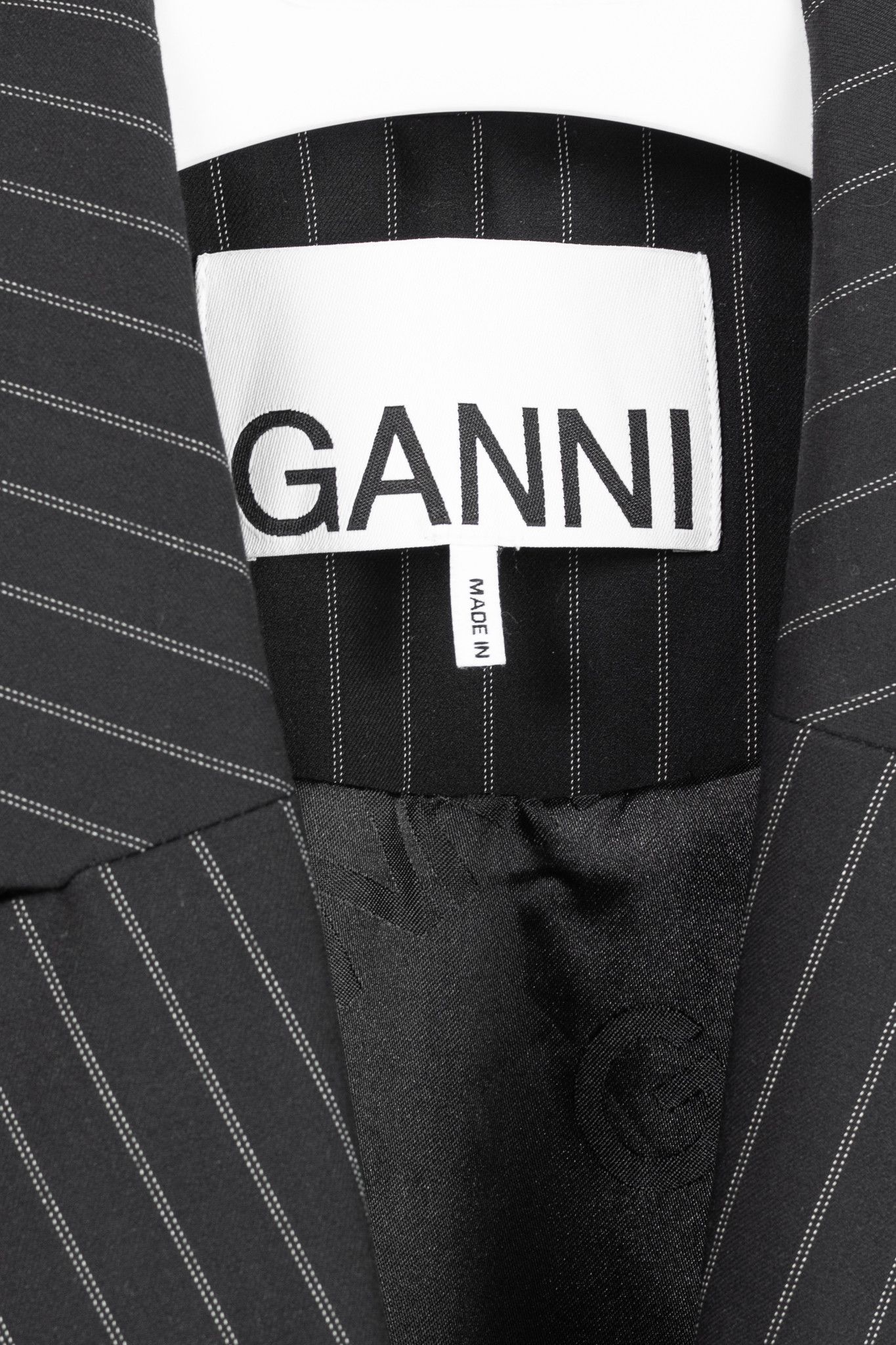 Ganni Ganni Black Pinstripe Oversized Blazer Size S / US 4 / IT 40 - 4 Thumbnail