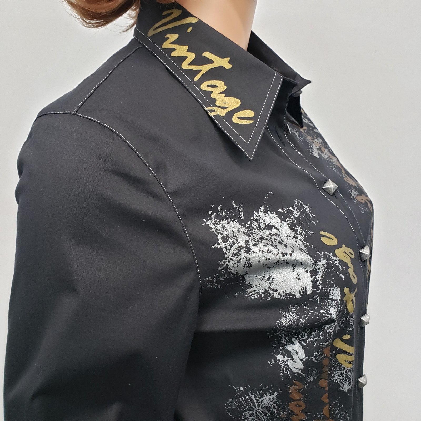 Vintage Adela Pastor Top Made in Spain 42 S Black Vintage Print Size S / US 4 / IT 40 - 5 Thumbnail