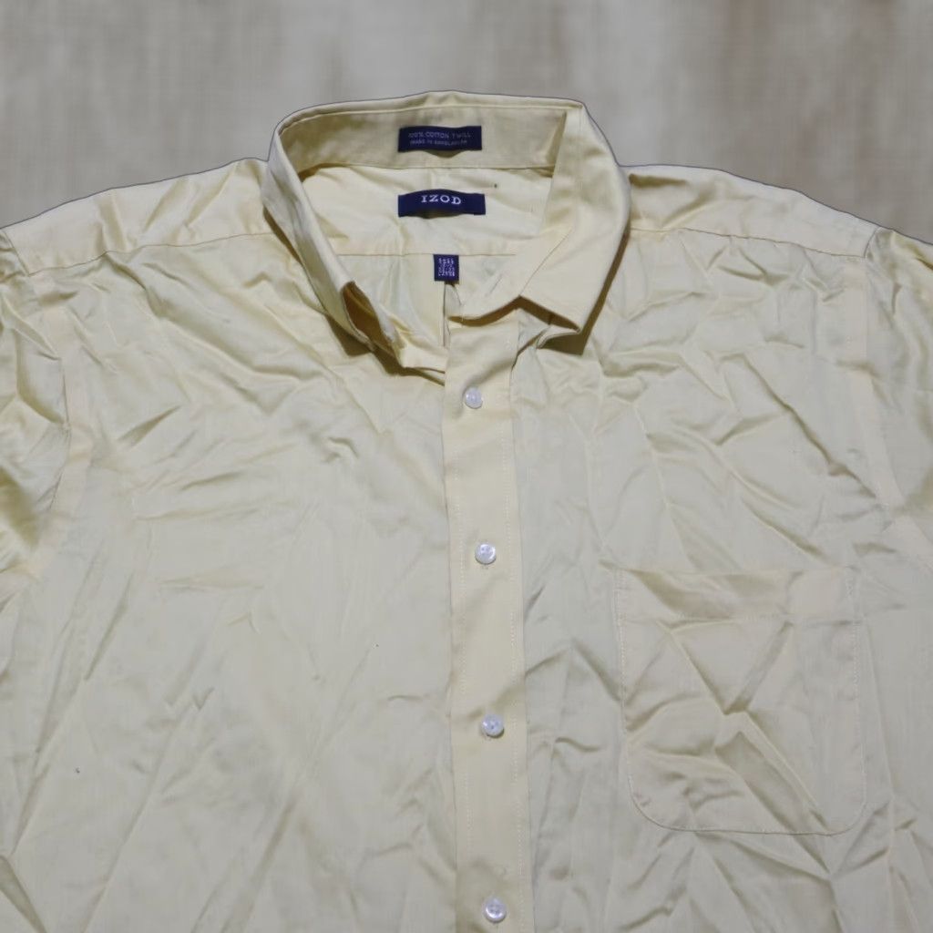 Izod IZOD Shirt Button-Up Adult Men Yellow Long Sleeve Size 16.5 32/33 Colorful Solid Casual Size US XL / EU 56 / 4 - 1 Thumbnail