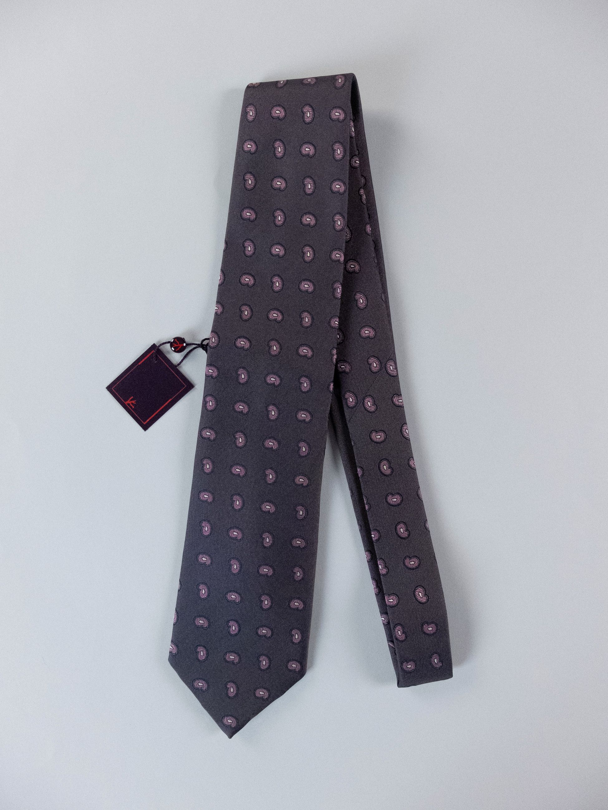 Isaia ISAIA Napoli 5-fold brown micro motif silk tie authentic NWT Size ONE SIZE - 1 Thumbnail