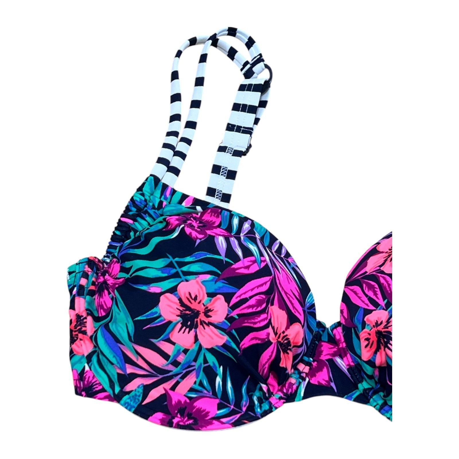 Other Venice Beach - Women's Floral Print Bikini Top - Black/Pink/ Size ONE SIZE - 10 Thumbnail