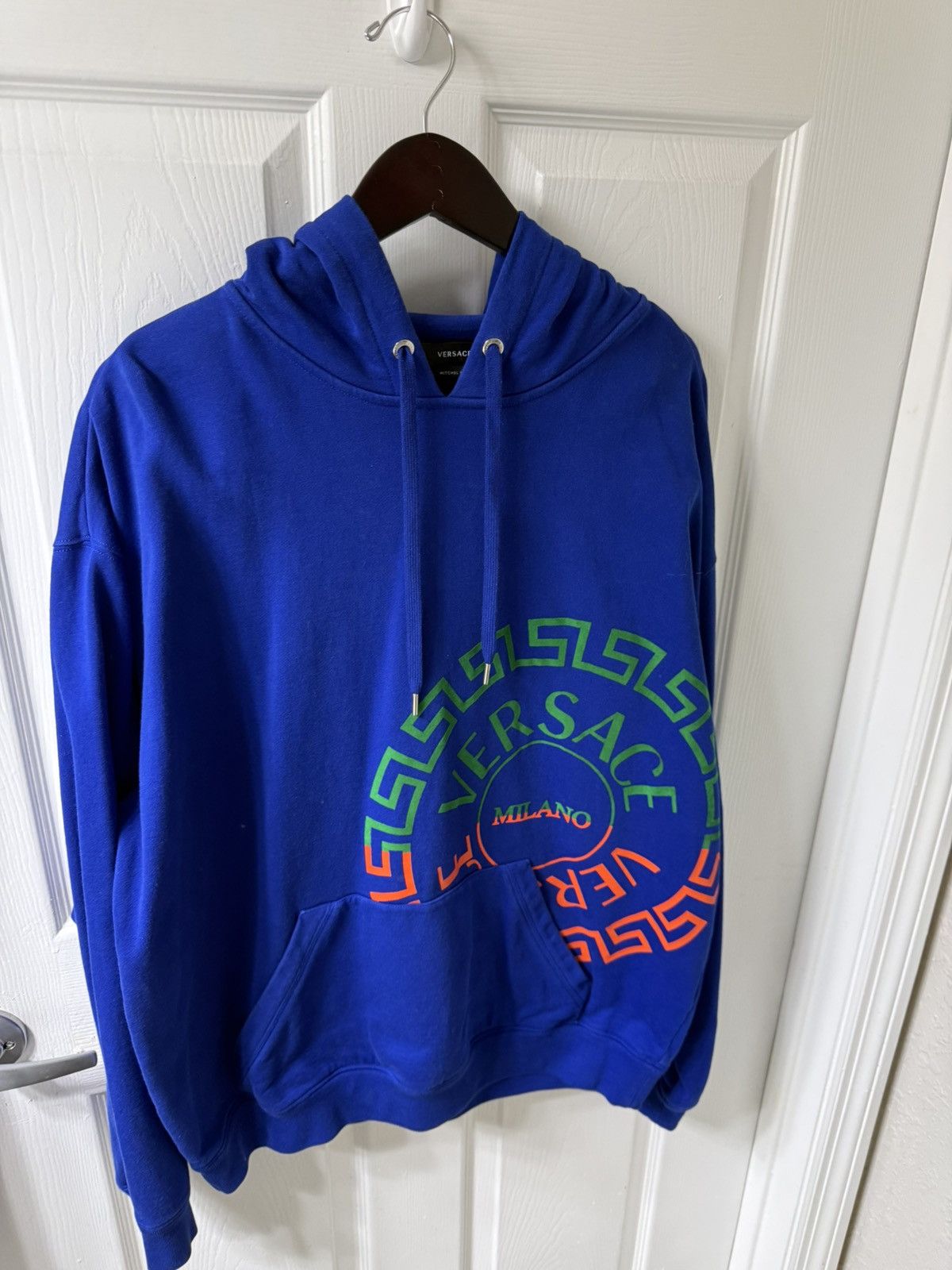 Versace Versace Milano Logo Hoodie Blue Mitchel Fit Fits XL Size US XL / EU 56 / 4 - 4 Thumbnail