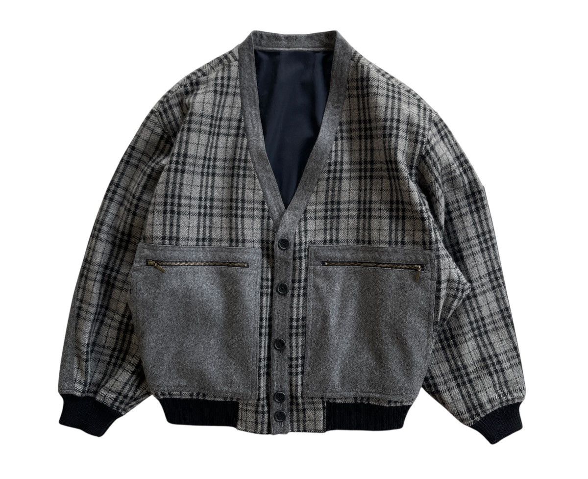Japanese Brand OZZ Japan Wool Checked Bomber Issey Miyake Style Jacket Size US M / EU 48-50 / 2 - 2 Thumbnail