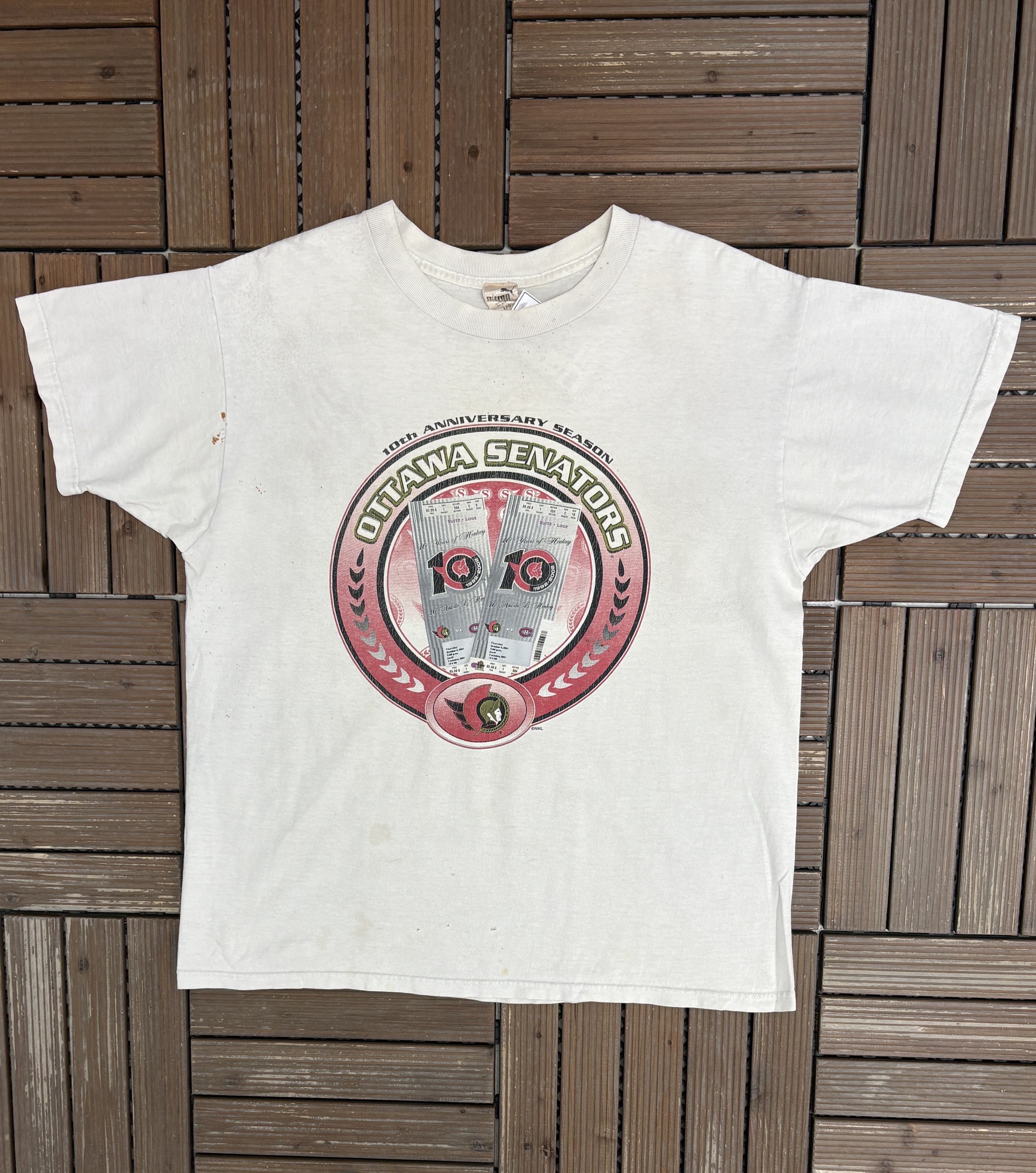 Vintage Ottawa Senators 10th Anniversary Season Vintage T-Shirt Tee Size US L / EU 52-54 / 3 - 1 Thumbnail