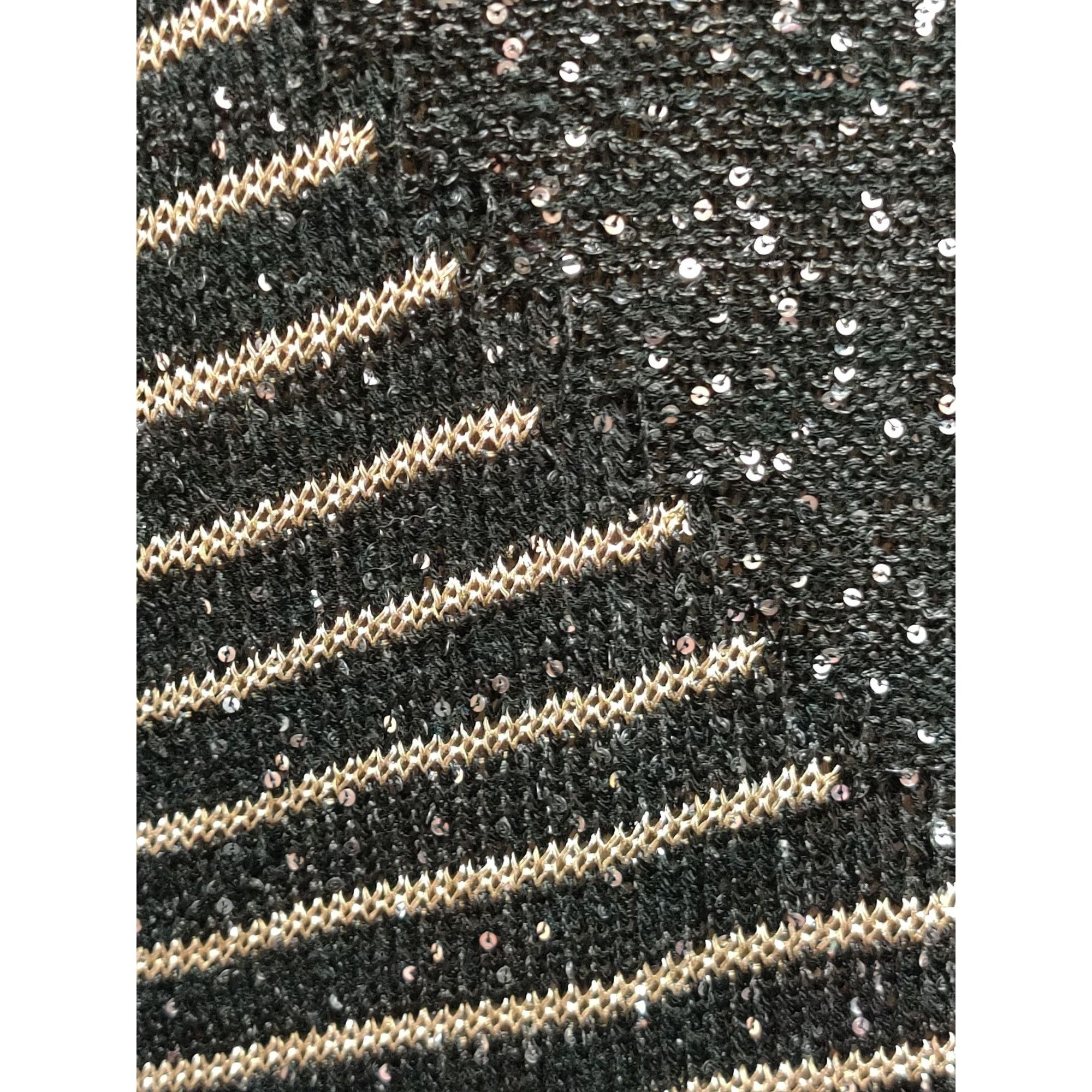 Vintage Vintage Escio Black Gold Sequin Stripe Knit Sweater Size M 8 Size M / US 6-8 / IT 42-44 - 4 Thumbnail