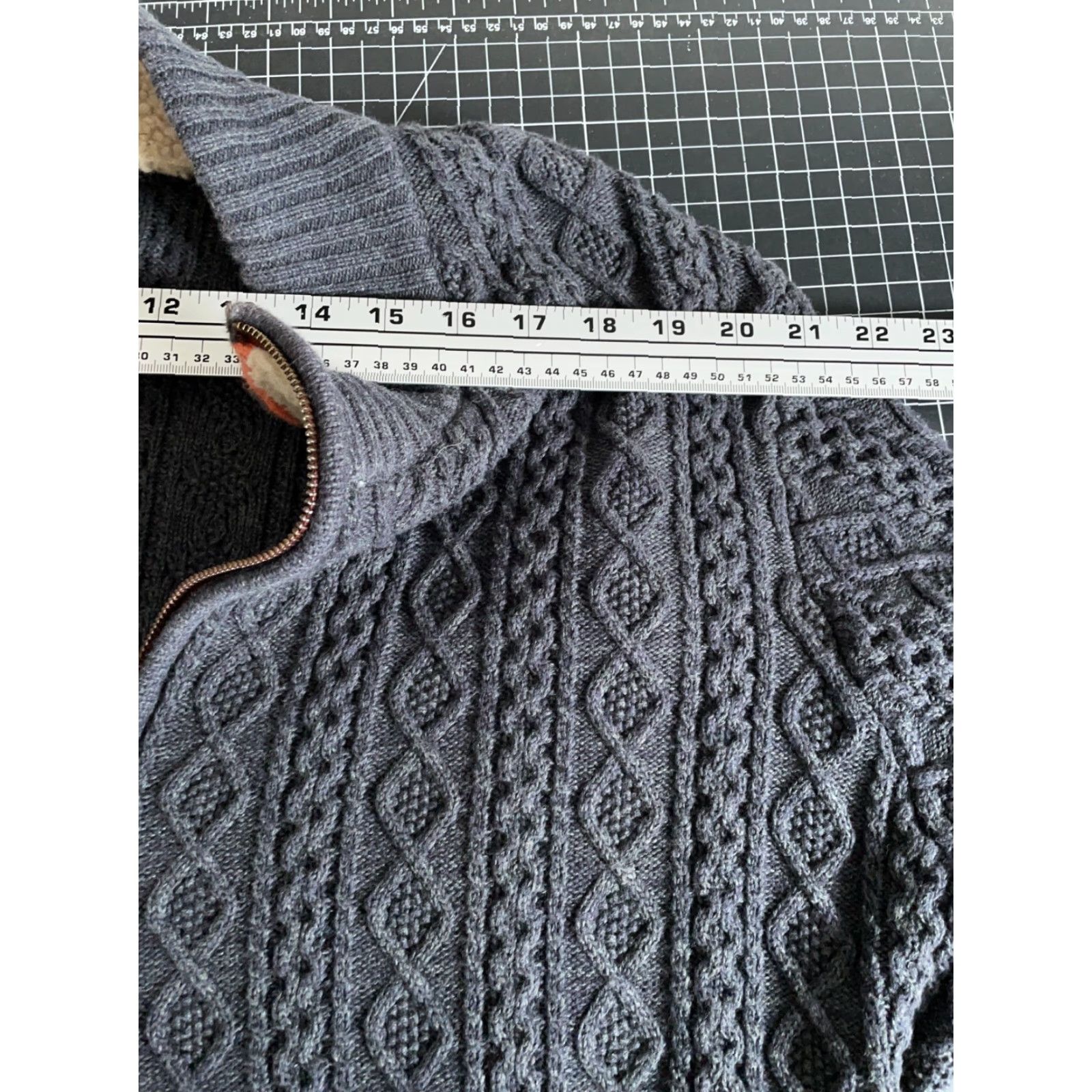 Carbon2Cobalt Carbon2Cobalt Sherpa Collar Sweater Men's XL Gray 1/4 Zip Cable Knit Top Pullover Fashion Casual Vintage: No Size US XL / EU 56 / 4 - 7 Thumbnail