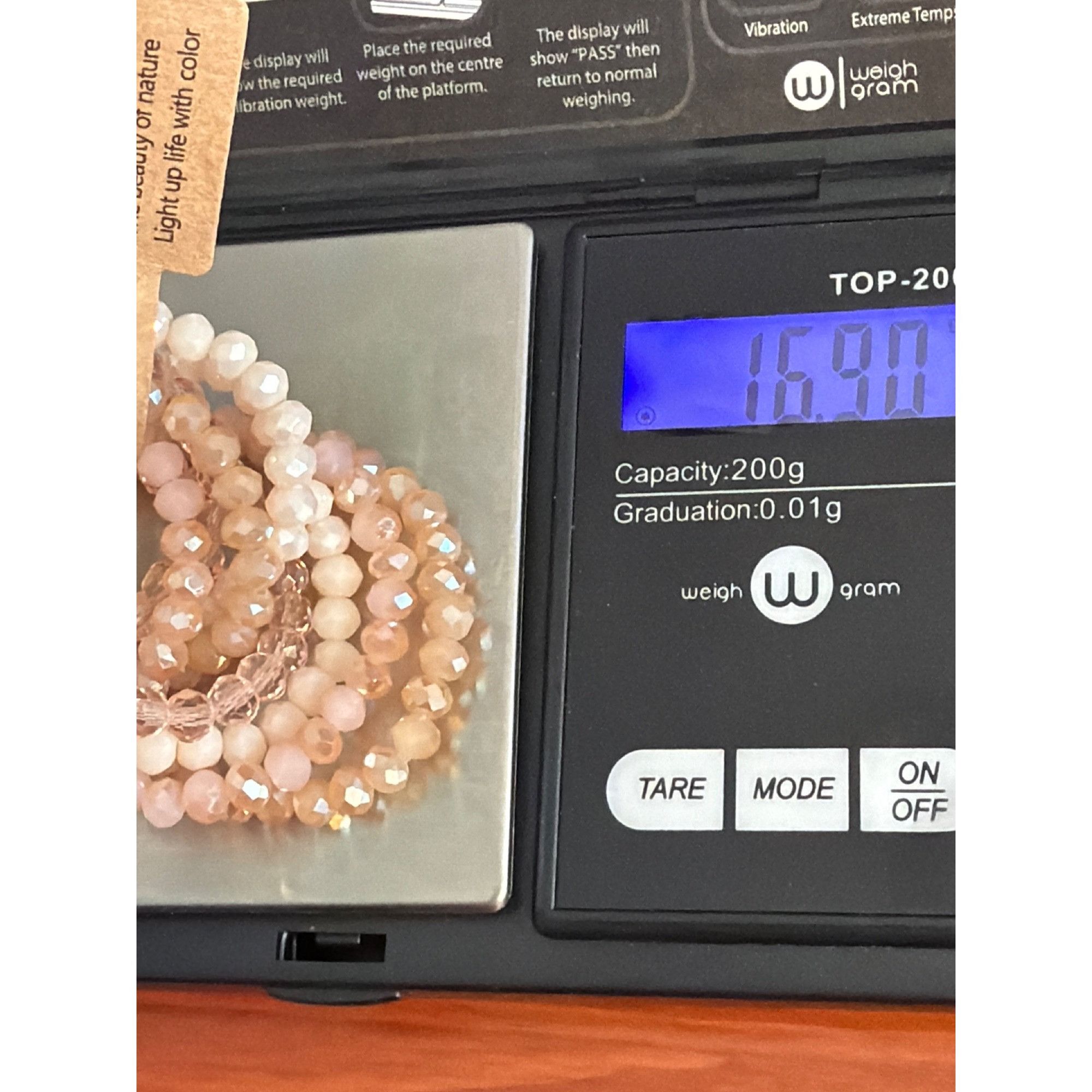 Other Lot of 4 Pink Clear Crystal Glass Quartz Bead Stretch Bracel Size ONE SIZE - 5 Thumbnail