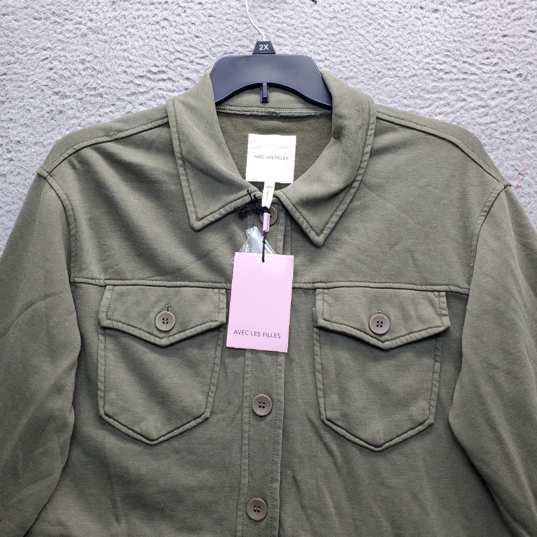 AVEC LES FILLES Avec Les Filles Shirt Jacket Womens Size L Green Fleece Collared Button Front Jacket Size L / US 10 / IT 46 - 3 Thumbnail