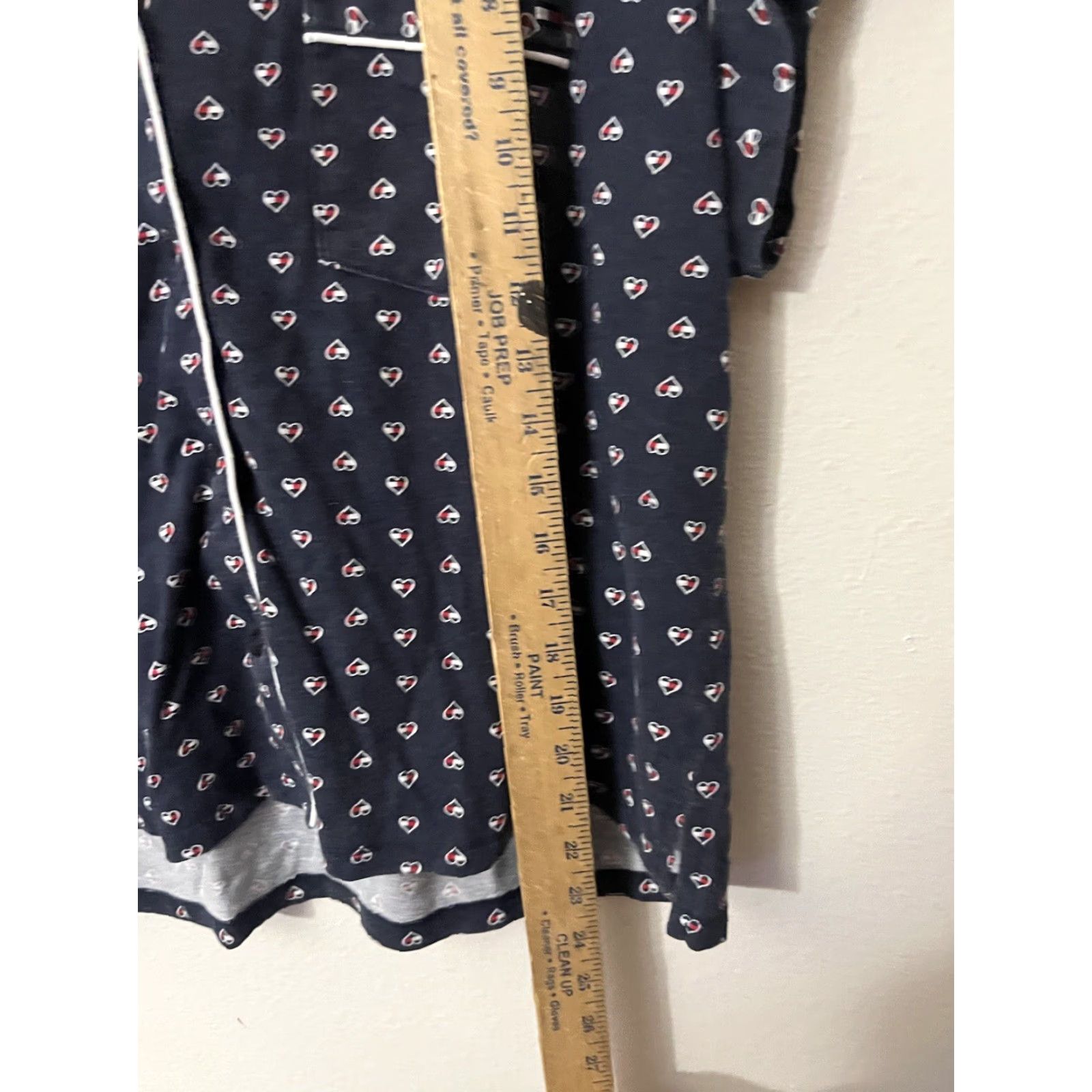Tommy Hilfiger Tommy Hilfiger Pajama Top Women Large Blue Logo Hearts Print Short Sleeve Button Closure Cotton Polyester Nightwear Lounge Wear Ladies L Size L / US 10 / IT 46 - 4 Thumbnail