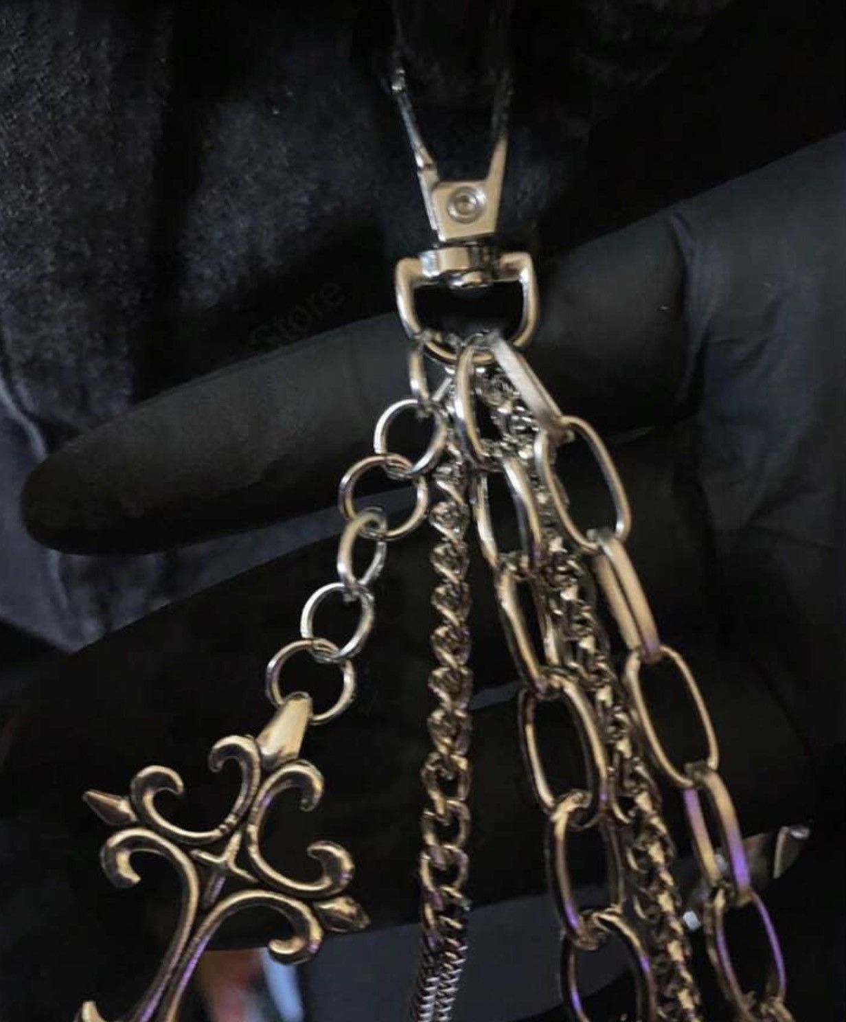 Jewelry Metal Cross Wallet Chain,Y2K Jeans Chain,Gothic Pants Chain Size ONE SIZE - 5 Thumbnail