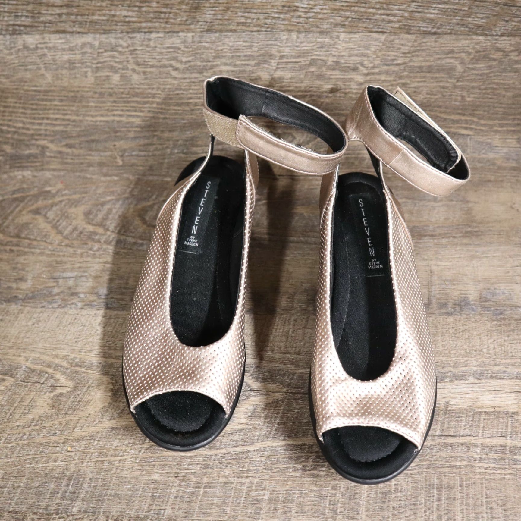 Steve Madden **Steve Madden Babelle Rose Gold Ankle-Strap Wedge Sandals Women's 6 M Peep Toe** Size US 6 / IT 36 - 3 Thumbnail