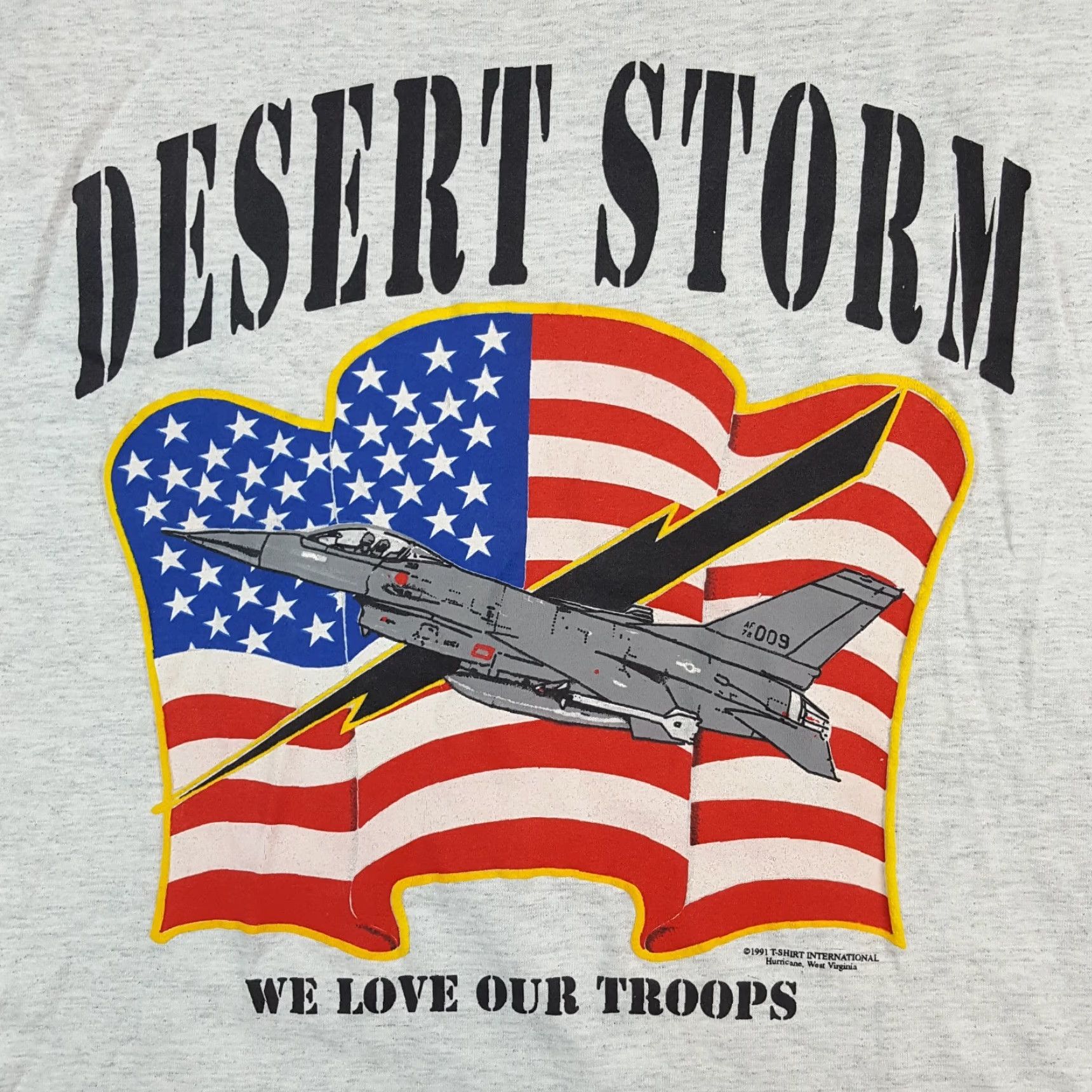 Vintage VINTAGE Desert Storm Military Fighter Jet T Shirt Army Air Force Gray Shirt L Screen Stars Best Mens 90s Military USA Embroidered Logo Size US L / EU 52-54 / 3 - 3 Thumbnail