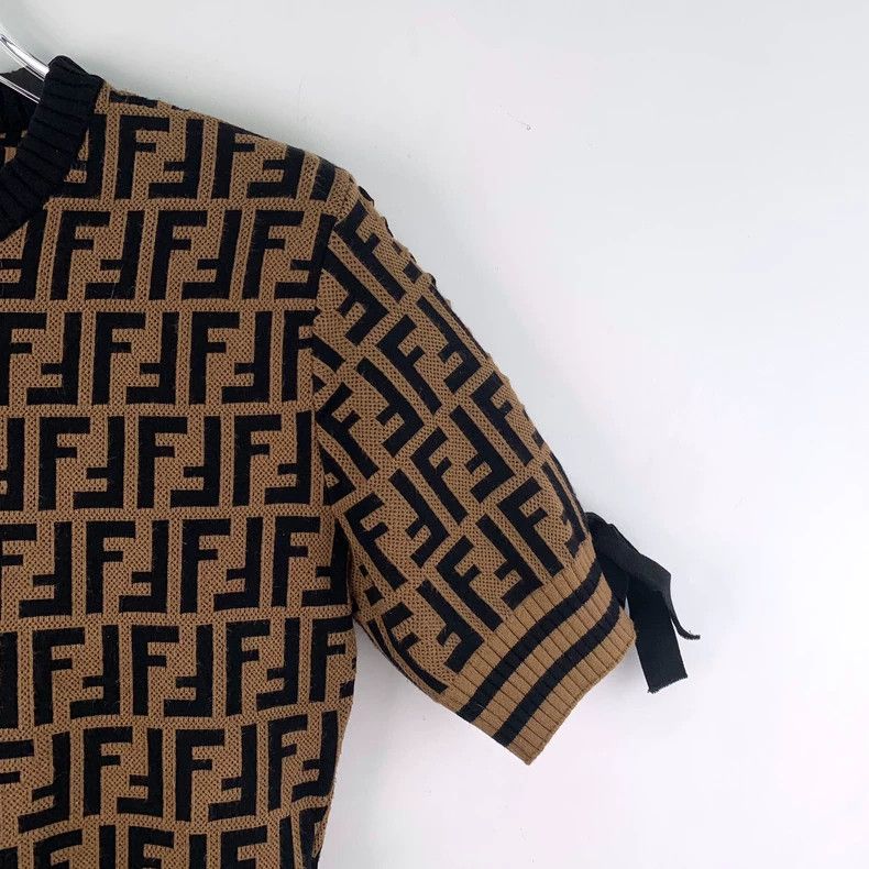 Fendi FENDI Dark brown striped logo letter full-print crewneck s Size XS / US 0-2 / IT 36-38 - 3 Thumbnail
