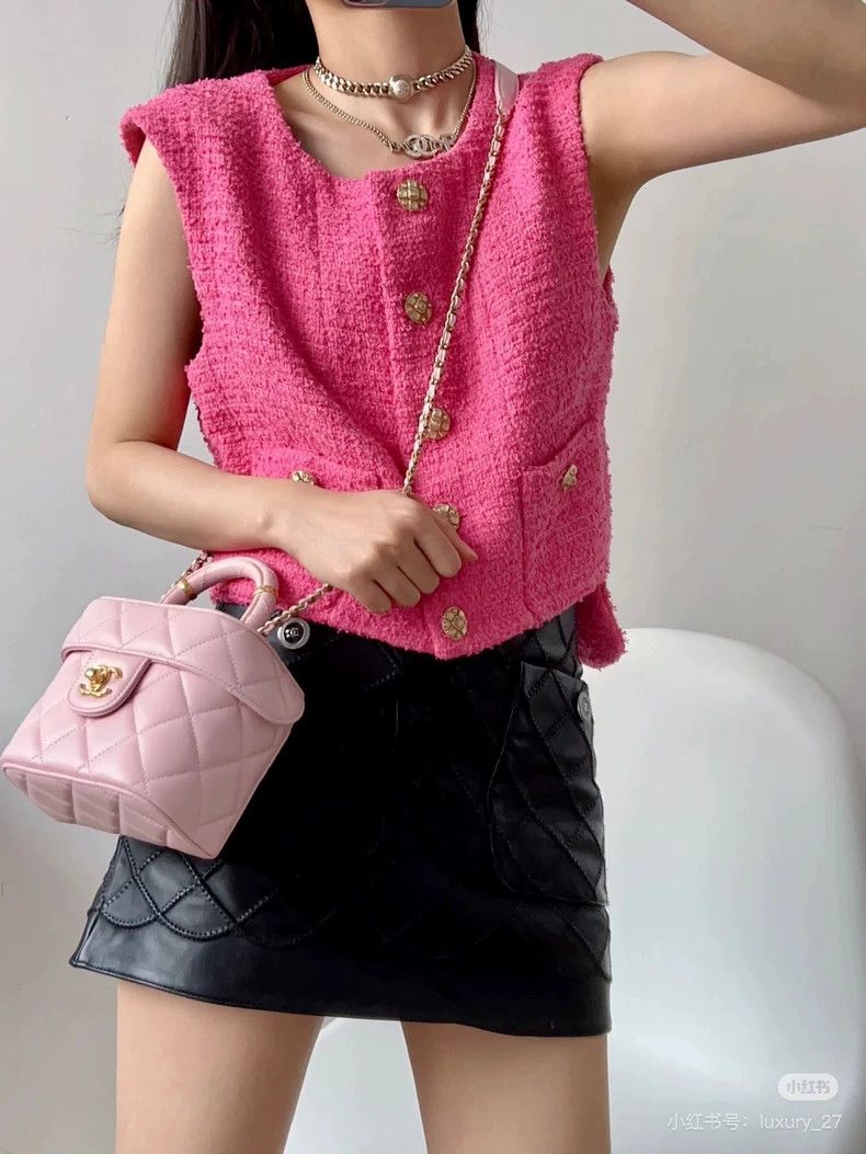Chanel Chanel 22S peach pink short braided vest Size S / US 4 / IT 40 - 8 Thumbnail