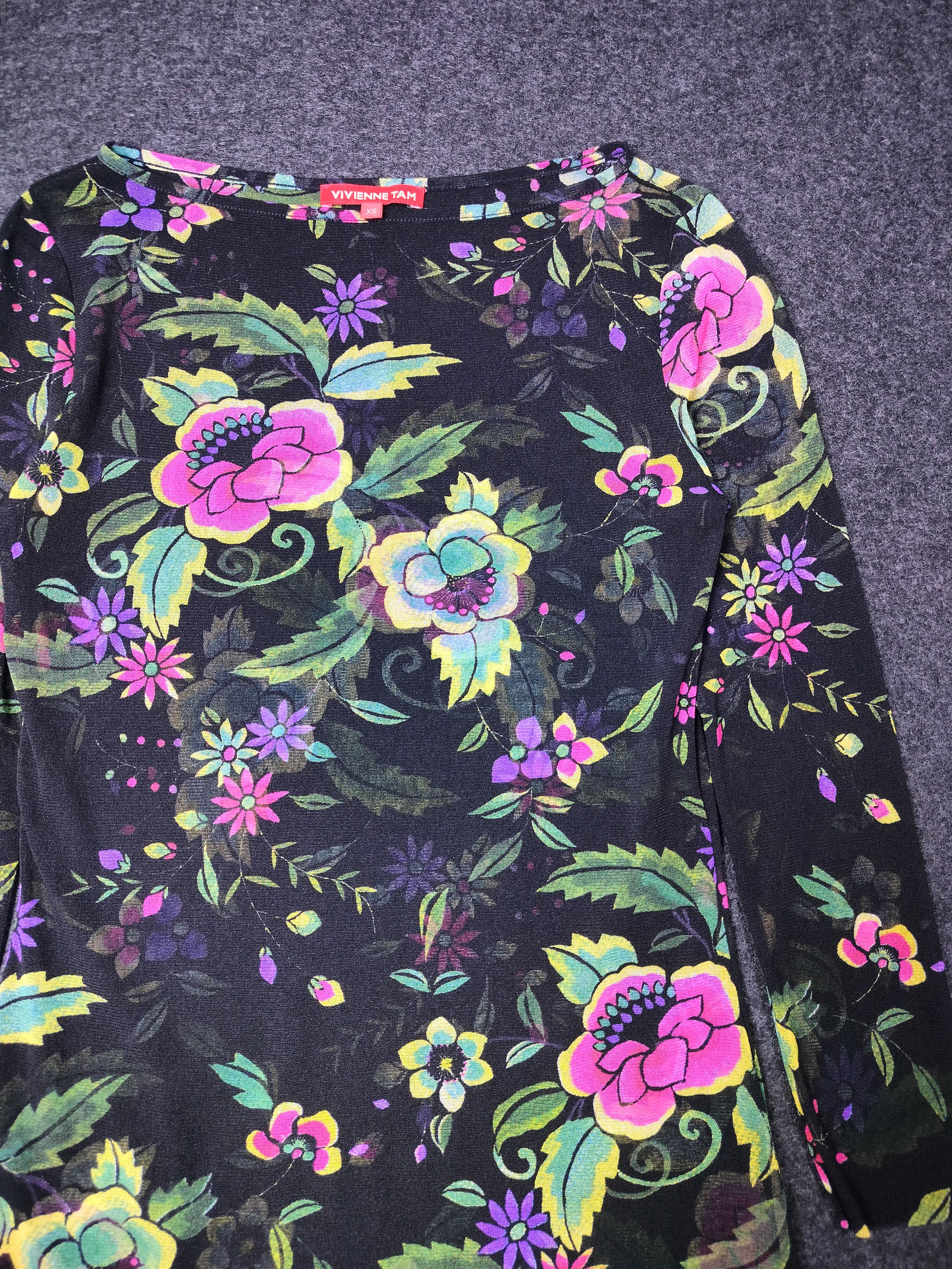 Vivienne Tam Rare Vivienne Tam Mesh Floral Midi Dress Size XS / US 0-2 / IT 36-38 - 5 Thumbnail